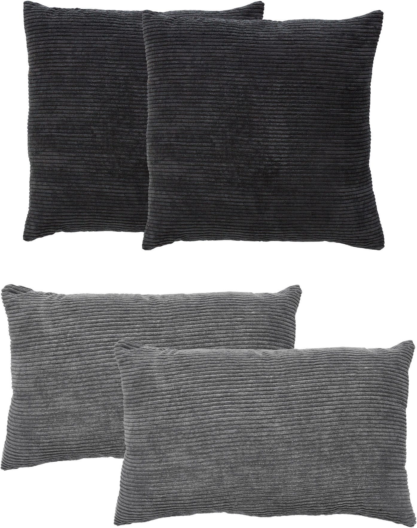 Andiamo Sierkussen Cord kussen Emy, 4-delig set, kussenhoes met vulling sierkussens zwart