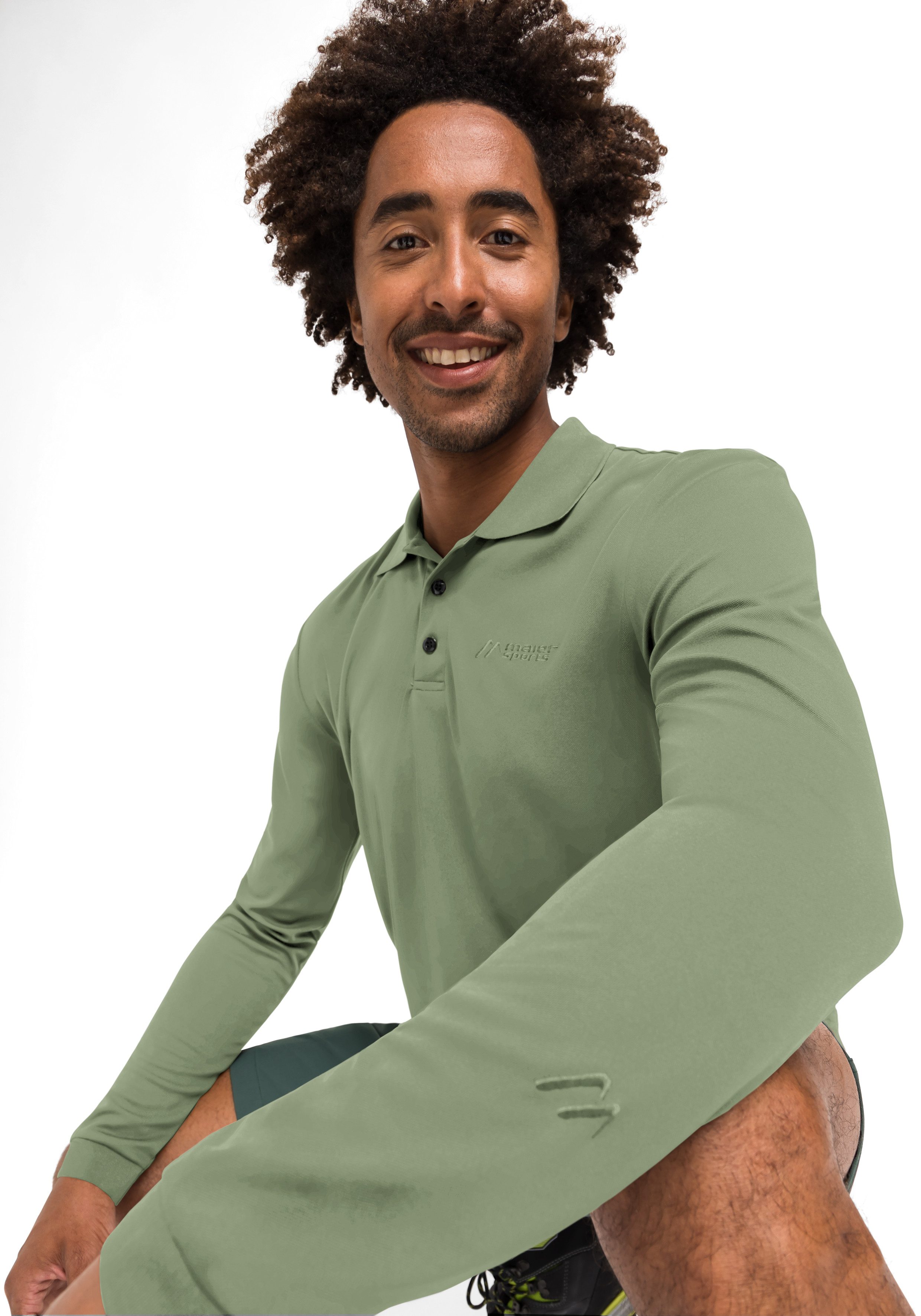 Maier Sports Poloshirt Ulrich L/S Heren functioneel shirt, lange mouw vrijetijdsshirt met overhemdkraag, regular fit