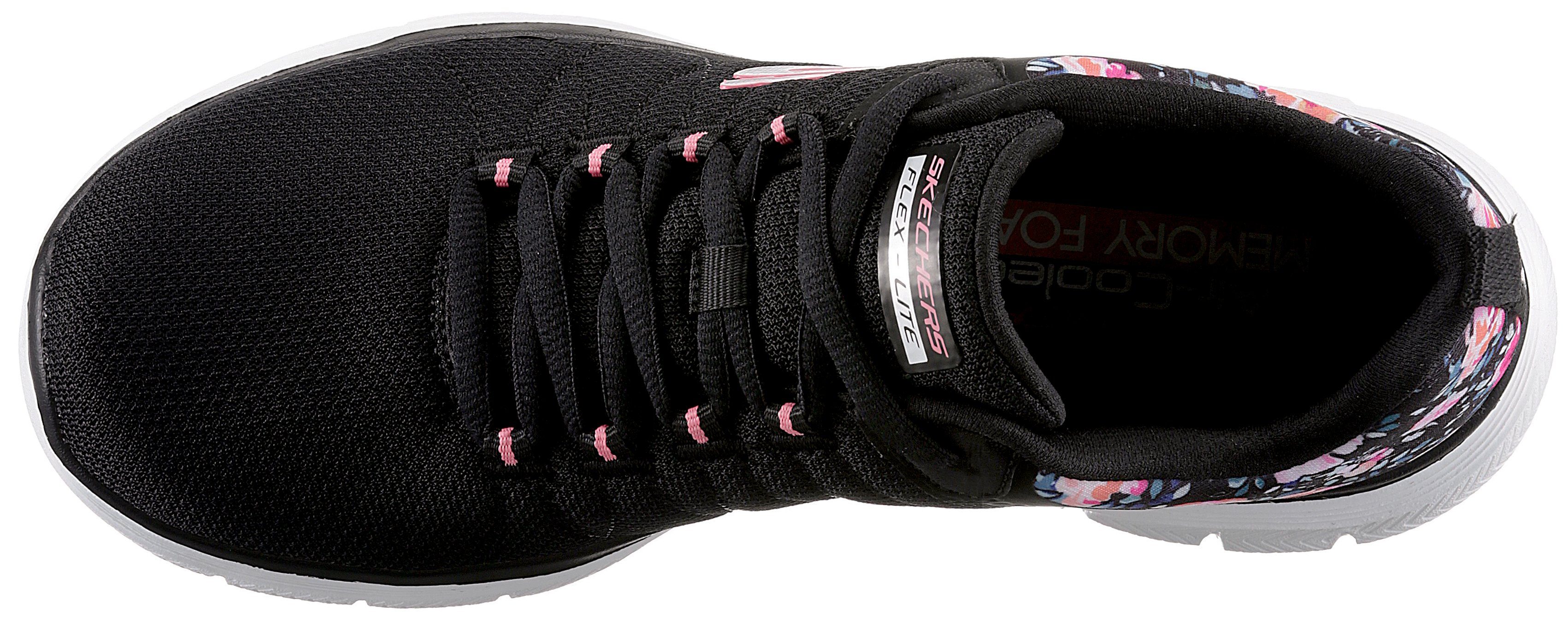Skechers Sneakers FLEX APPEAL 4.0 LET IT BLOSSOM met bloeiprint op de hiel, vrijetijdsschoen, lage schoen, veterschoen