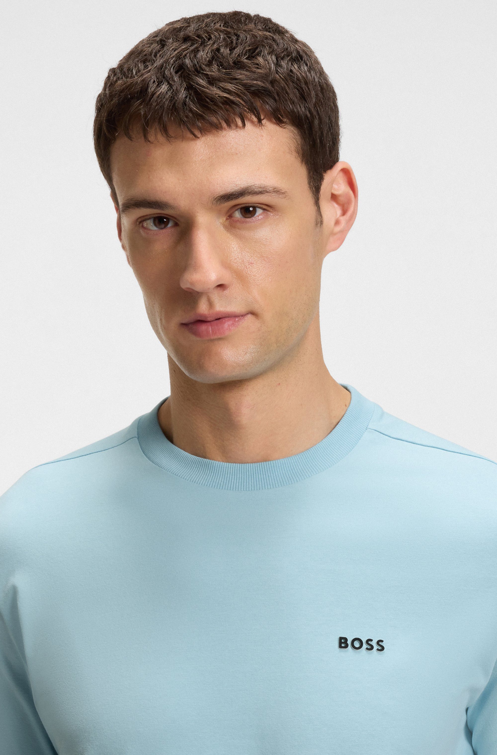 BOSS GREEN Shirt met ronde hals Thee met gegomd contrast-logo