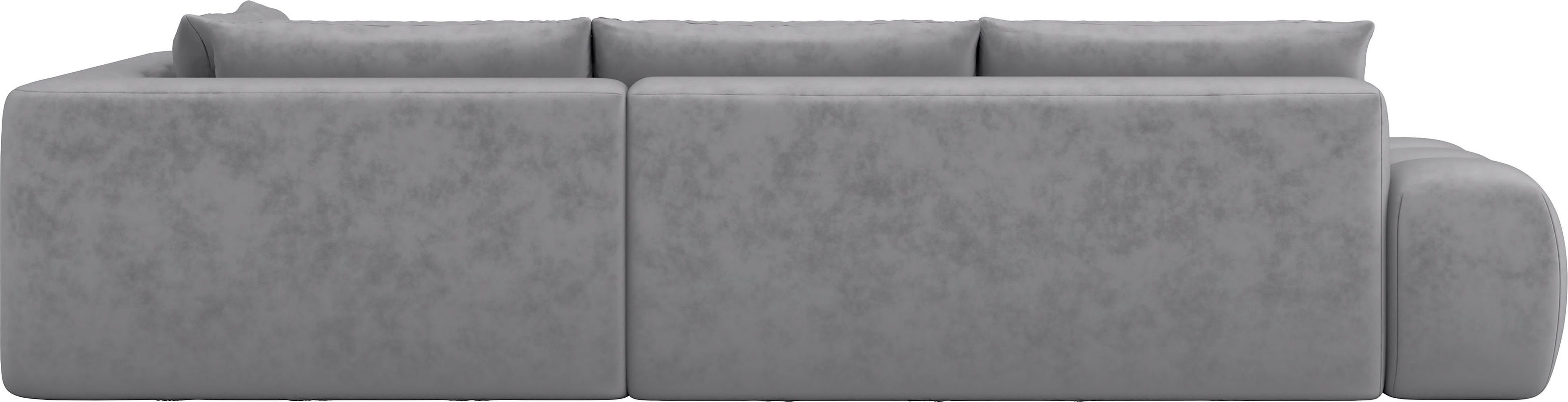INOSIGN Hoekbank AZITA designsofa, elegant en comfortabel L-vorm, bubbel-look