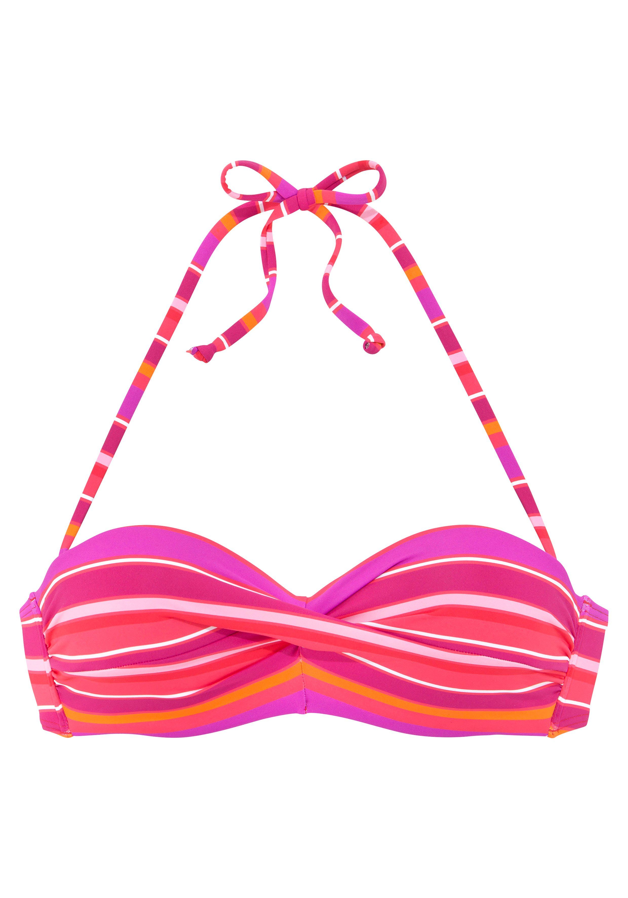 s.Oliver RED LABEL Beachwear Beugelbikinitop in bandeaumodel Fun in een trendy streepdessin