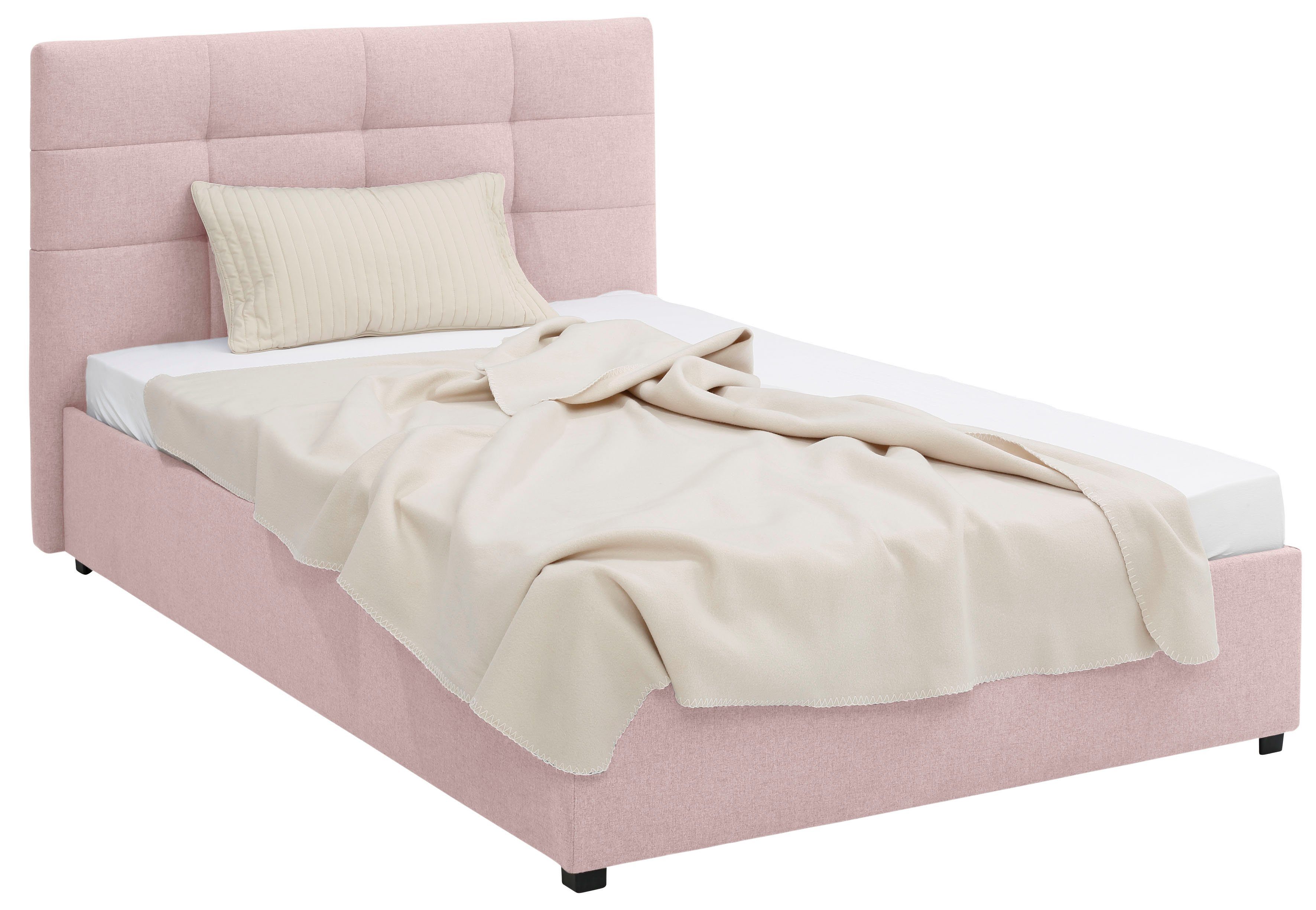 Lüttenhütt Gestoffeerd bed Endres met bedkist, naar keuze zonder matras/lattenbodem of incl. matras