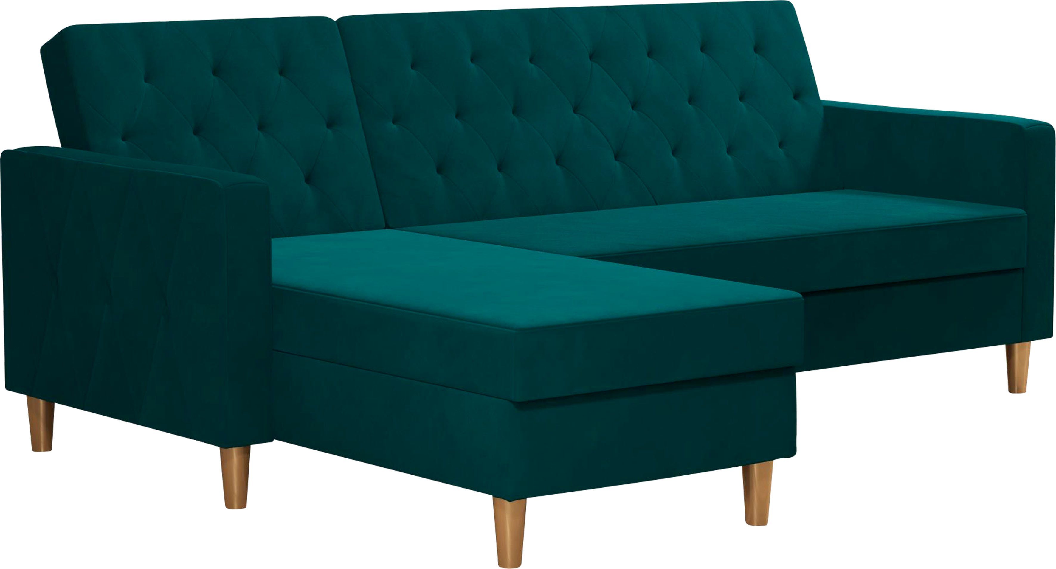 CosmoLiving by Cosmopolitan Hoekbank Liberty, L-vorm met slaapfunctie, récamier aan beide kanten te monteren, zithoogte 43 cm