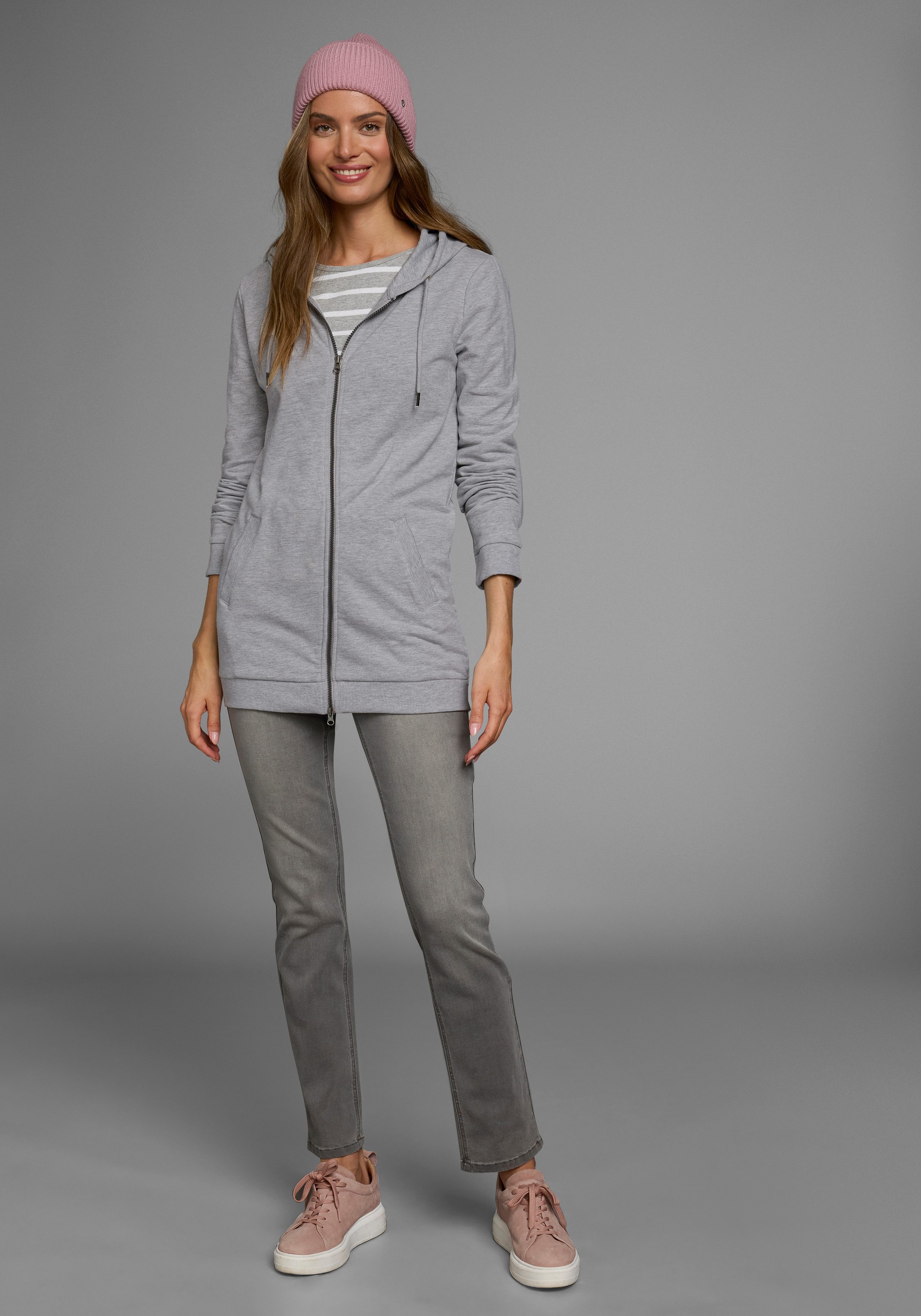 Flashlights Sweatvest in een lang model met een rits