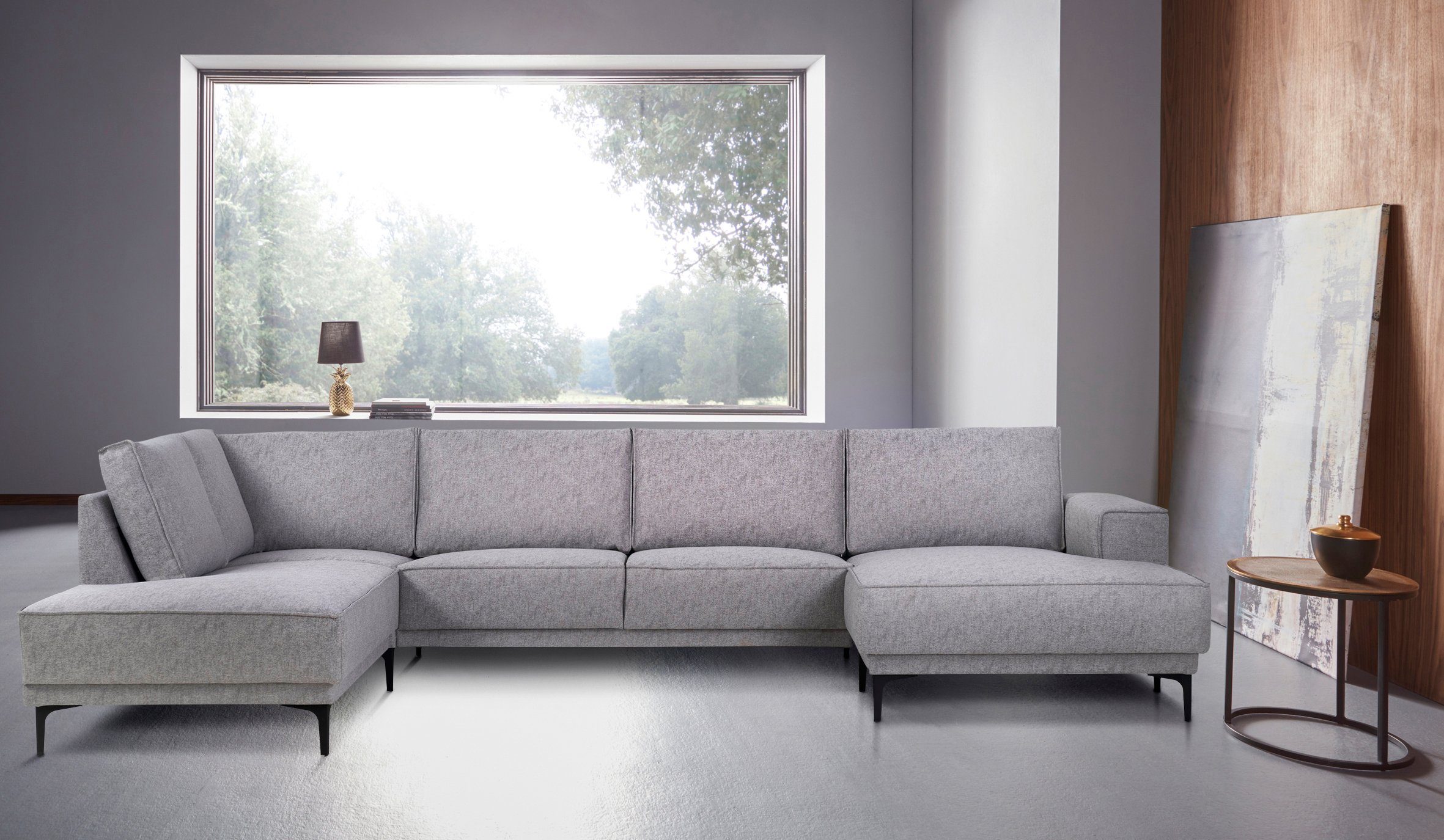 Places of Style Zithoek XXL bank Oland, structuur, platweefsel, luxe microvezel, bouclé