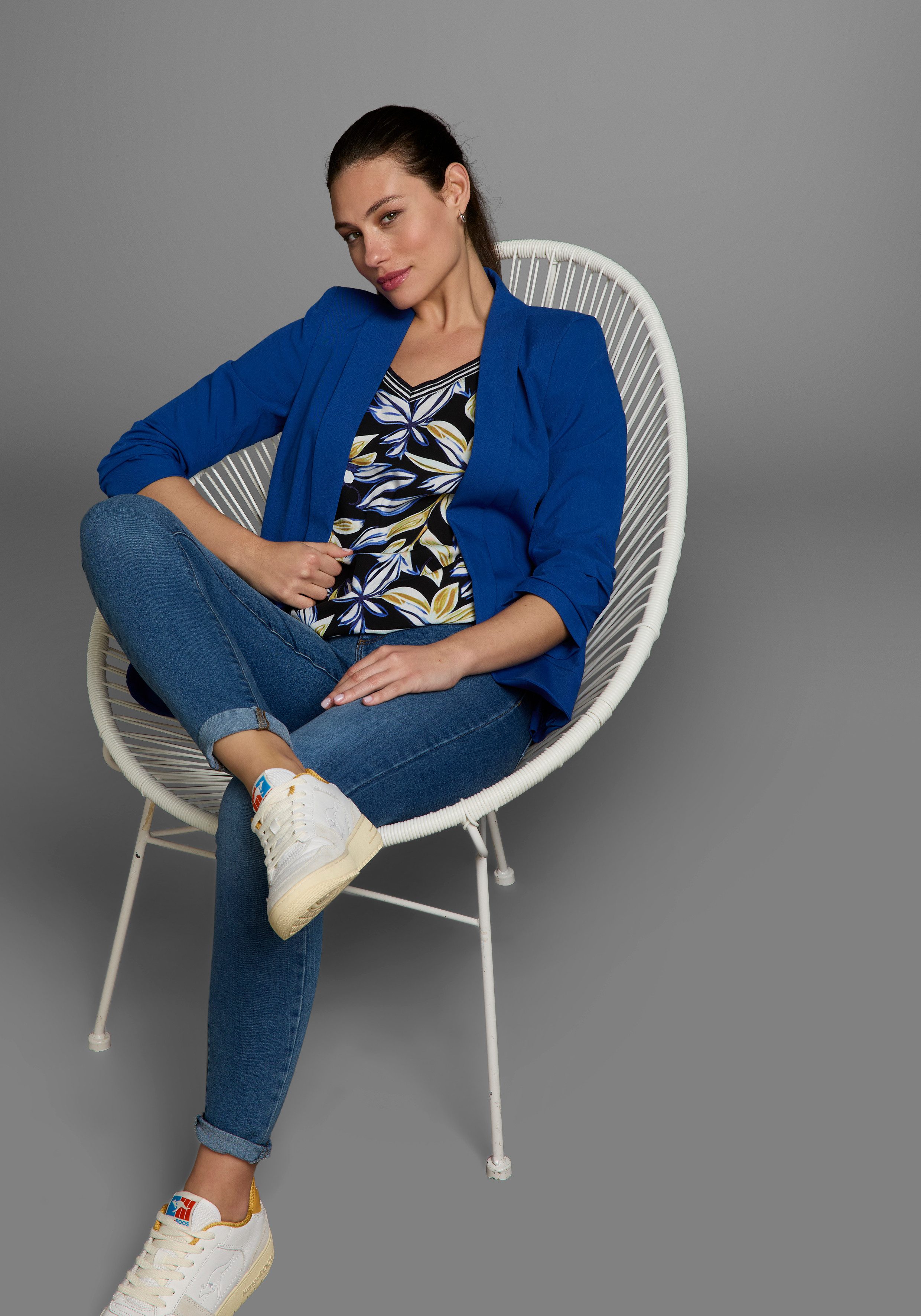 Laura Scott Shirtblouse in modieuze mix van patronen - bloemetjes & gestreept - nieuwe collectie