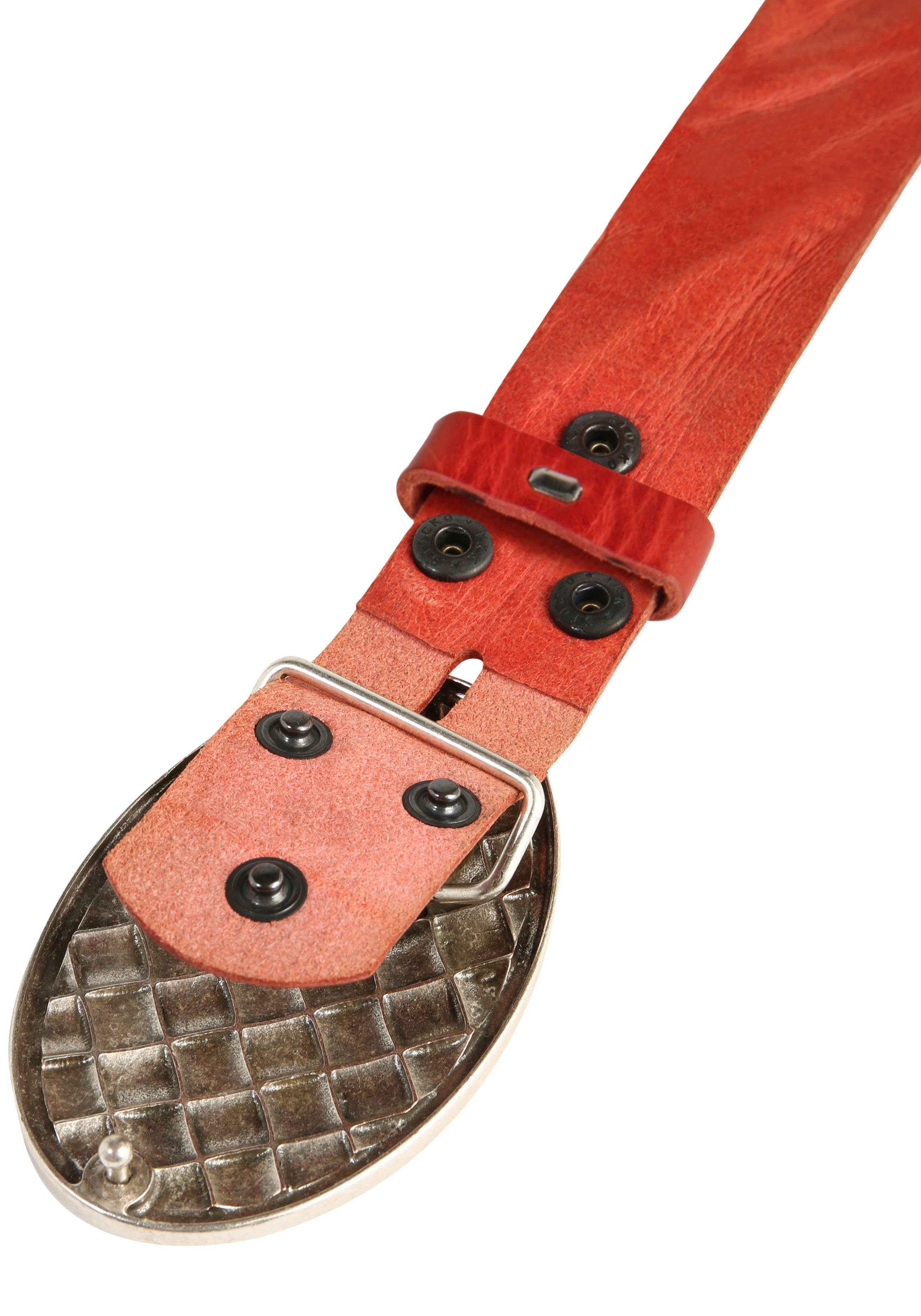 RETTUNGSRING by showroom 019° Leren riem met verwisselbare sluiting "ovaal gevlochten"