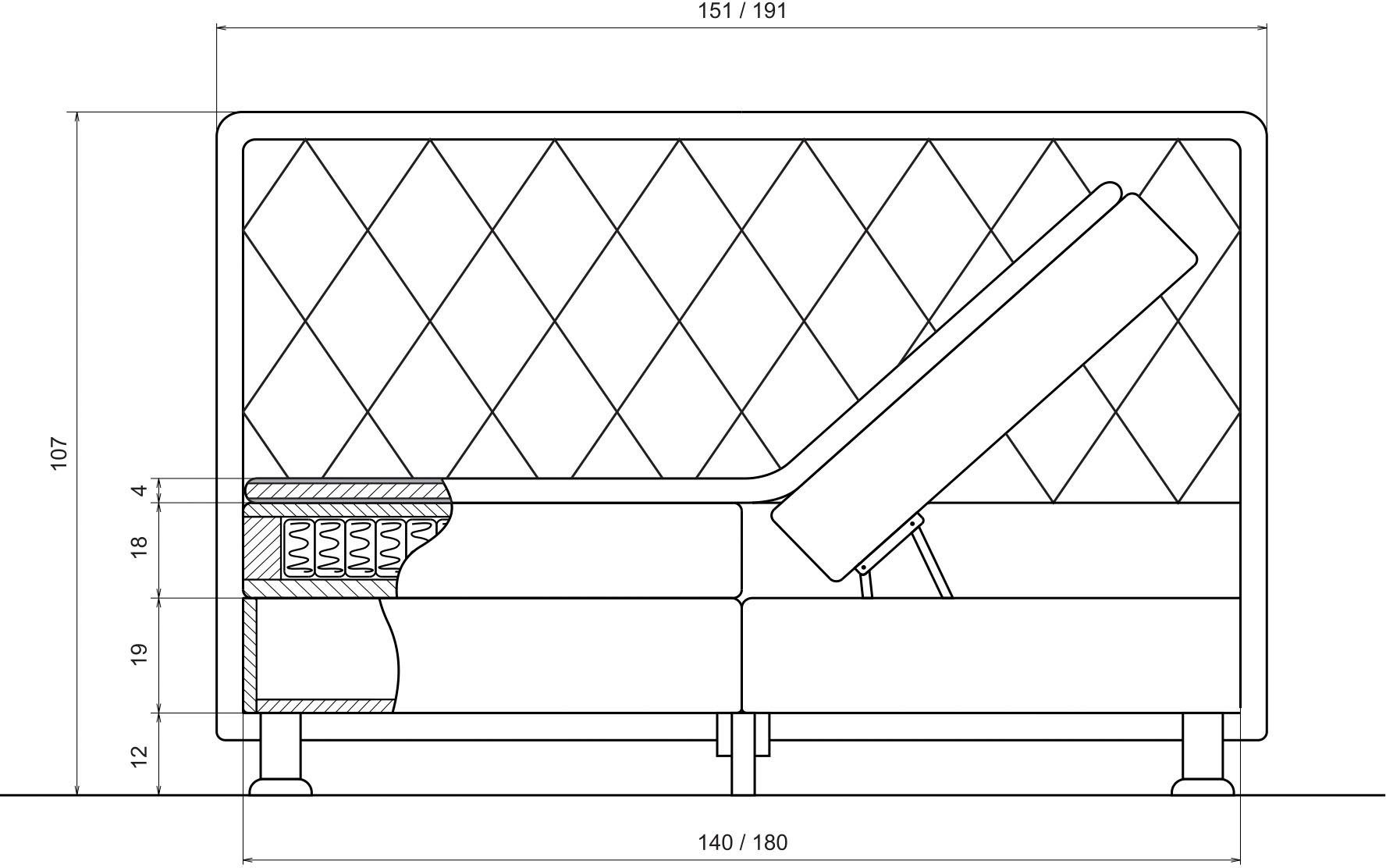 ATLANTIC home collection Boxspring Helen Pocketveringsmatras en topmatras, naar keuze met bedkist