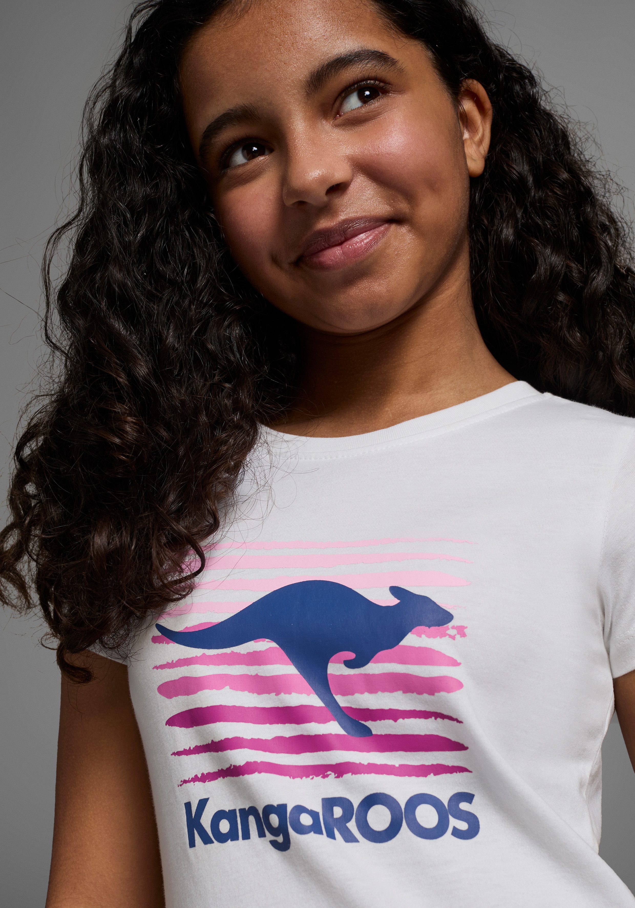 KangaROOS T-shirt Korte mouwen, getailleerde snit, met logoprint, ronde hals