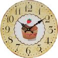 myflair moebel  accessoires wandklok "cupcake, bruin" rond, oe 33,8 cm, shabby look, decoratief in keuken  woonkamer (1-delig) bruin
