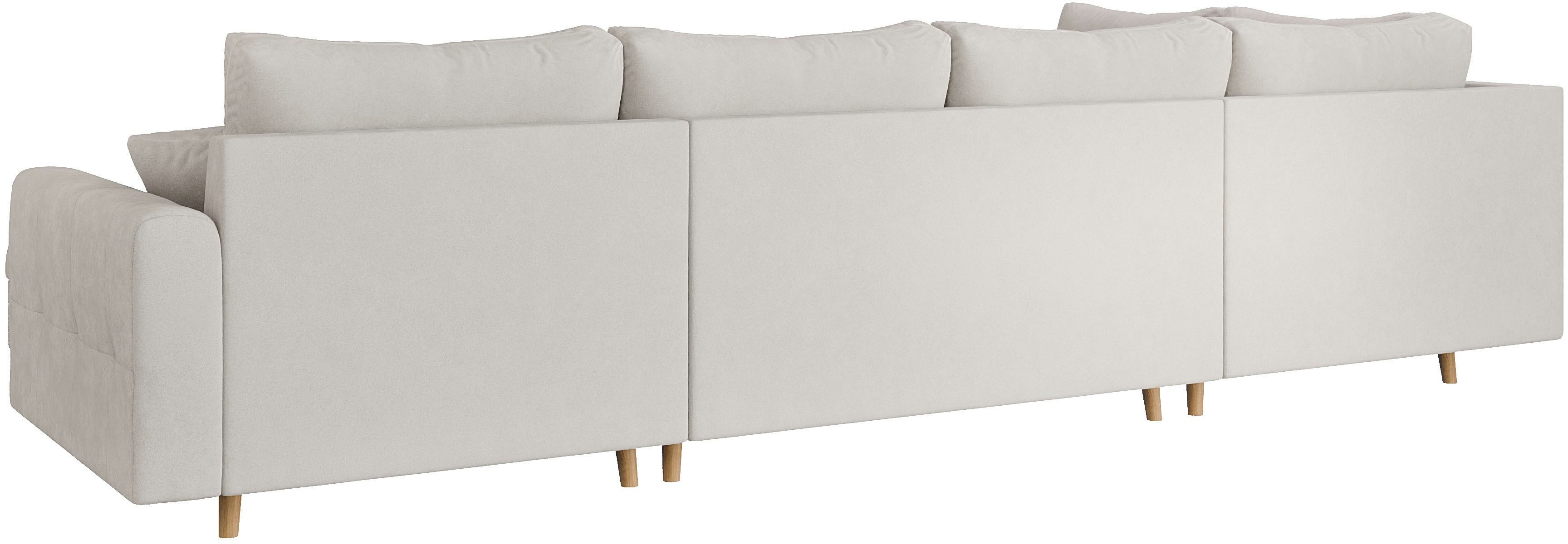 Home affaire Zithoek CHARRE U-vorm met ottomane, afmetingen B/D/H: 310/161/81 cm fijne stiksels, losse rug- en sierkussens, ook in cord en bouclé