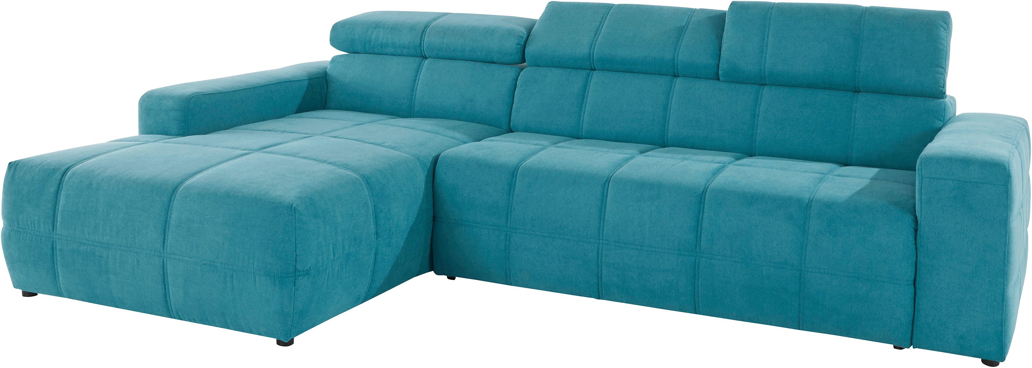 DOMO collection Hoekbank Brandon B/D/H: 289/177/80 cm, keuze met zitdiepteverstelling, L-vorm