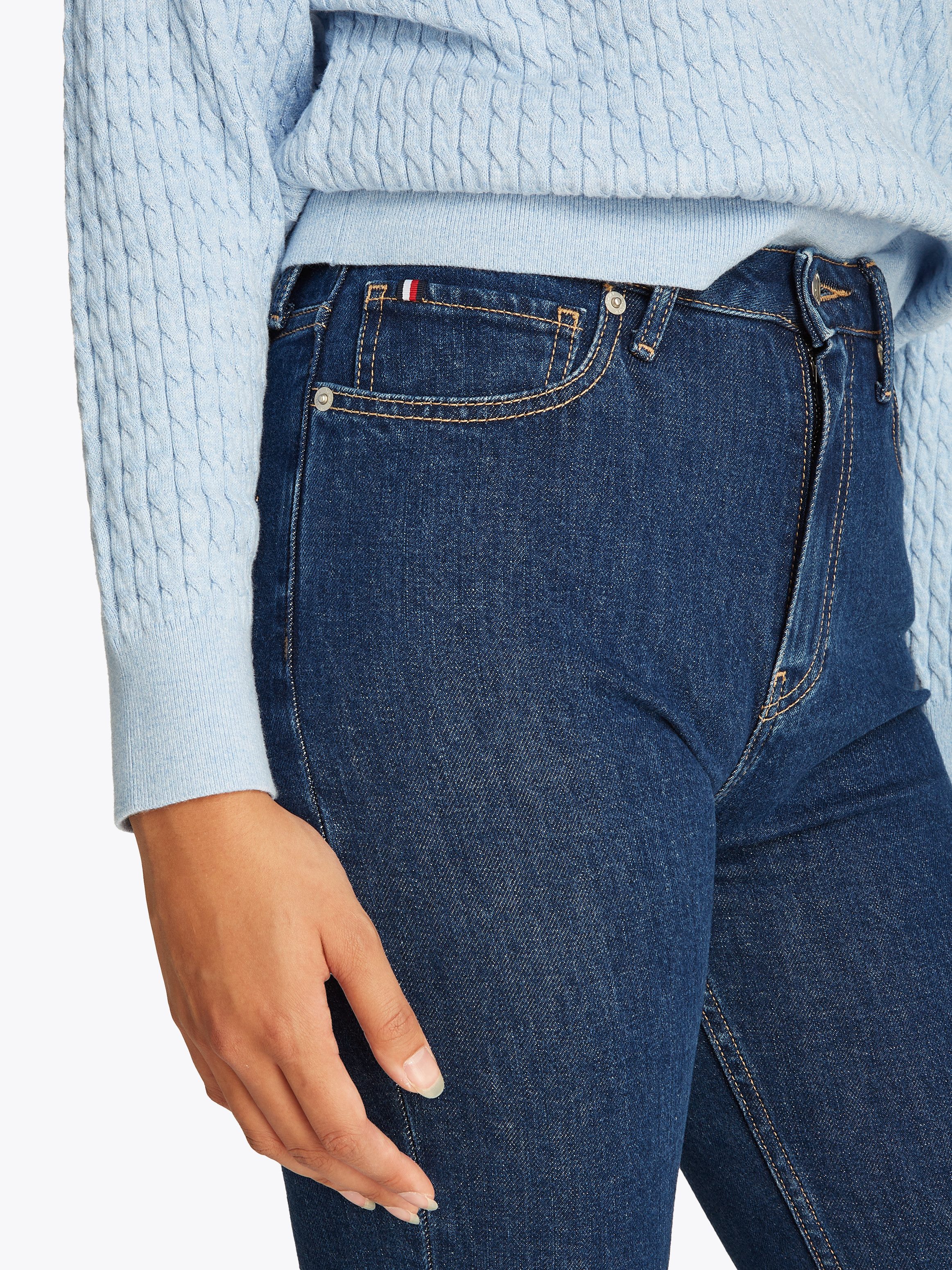 Tommy Hilfiger Slim fit jeans Slim Cigarette High Waist met logo-badge, in blauwe wassing