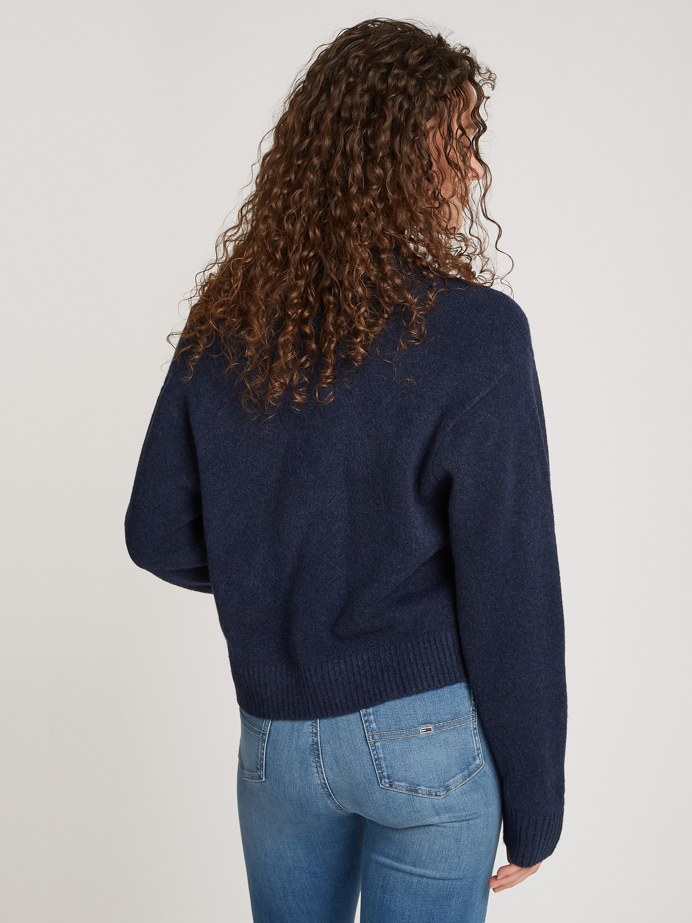 Tommy Jeans Curve Gebreide trui TJW MELANGE FLAG SWEATER EXT in grote maten met wolpercentage en elastaan