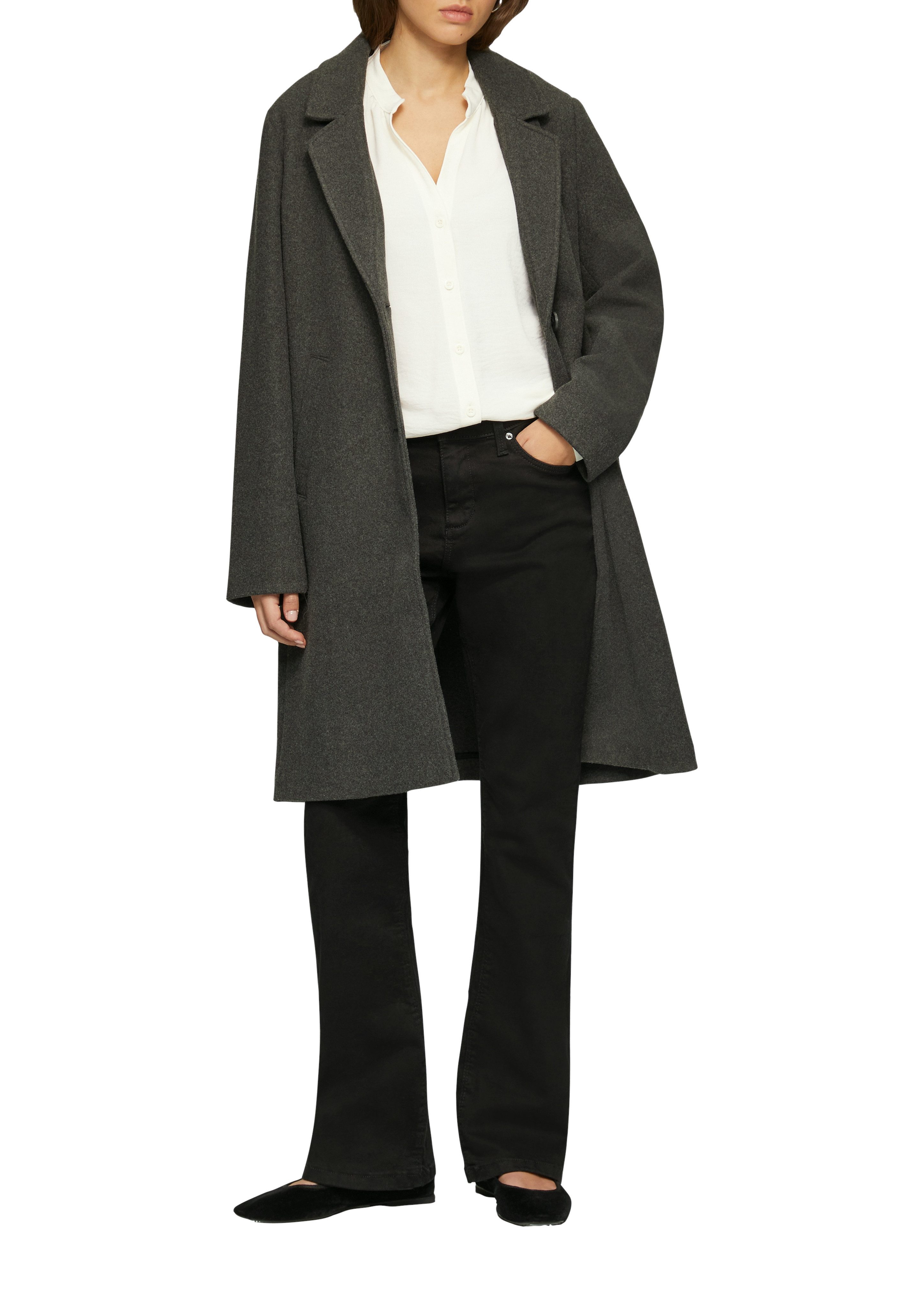 Q S designed by Blouse met lange mouwen met rimpeling aan de staande kraag