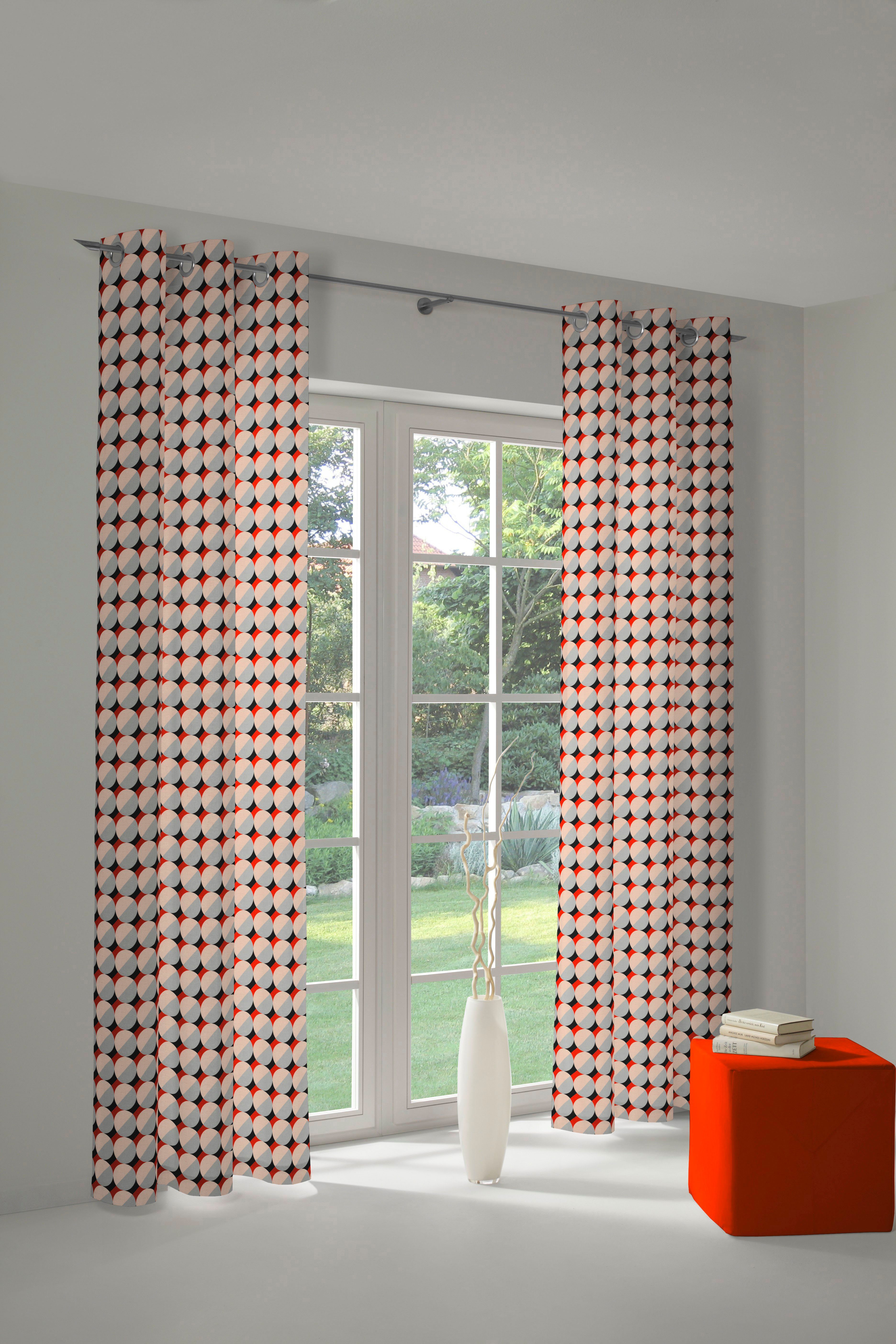 Adam Gordijn CIRCLES duurzame (1 stuk) kant & klaar gordijnen maat 145 cm x 225 cm oranje