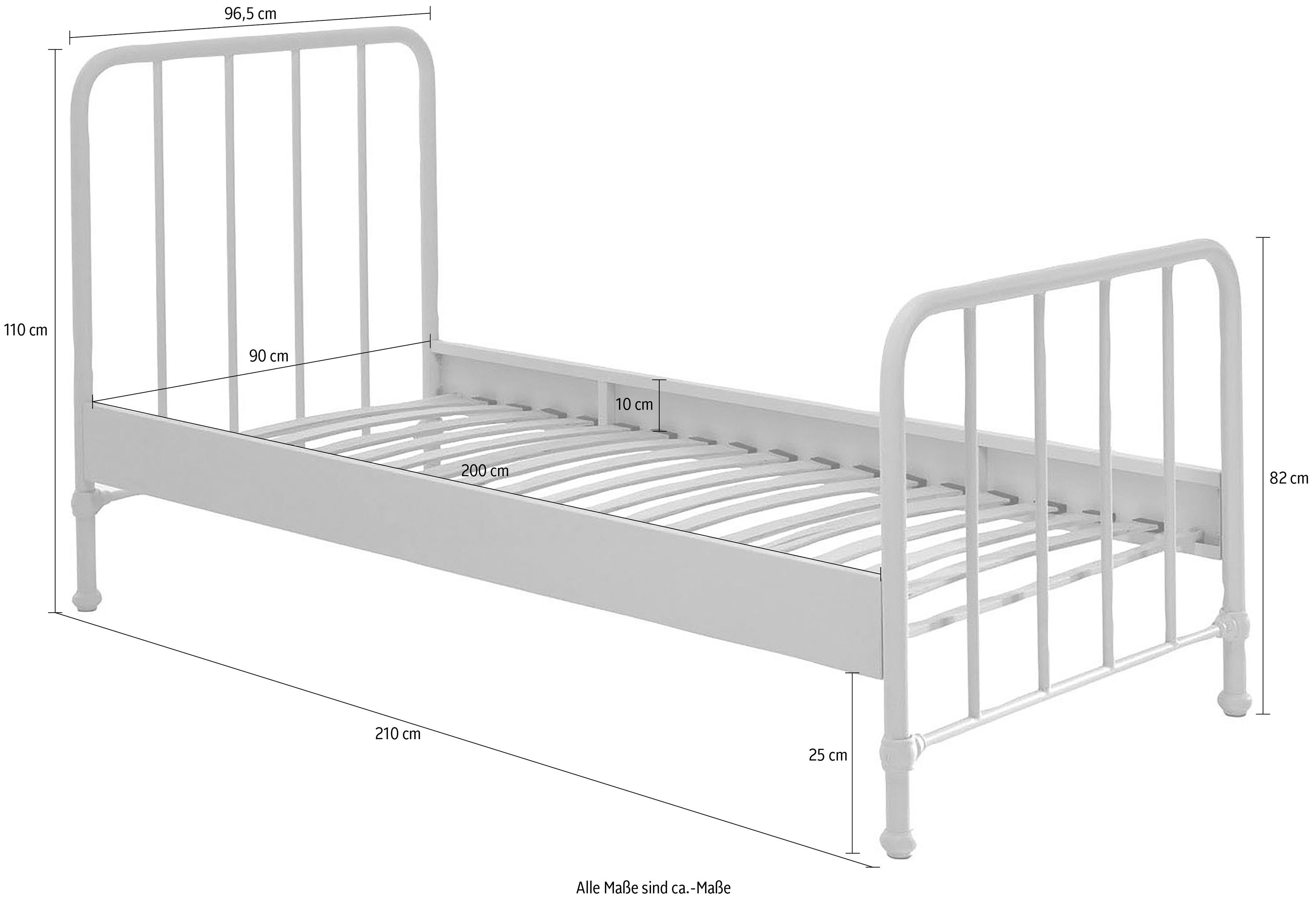 Vipack Kinderbed Bronxx, Einzelbett 90/200, sehr stabil, romantische Optik Metalen ledikant
