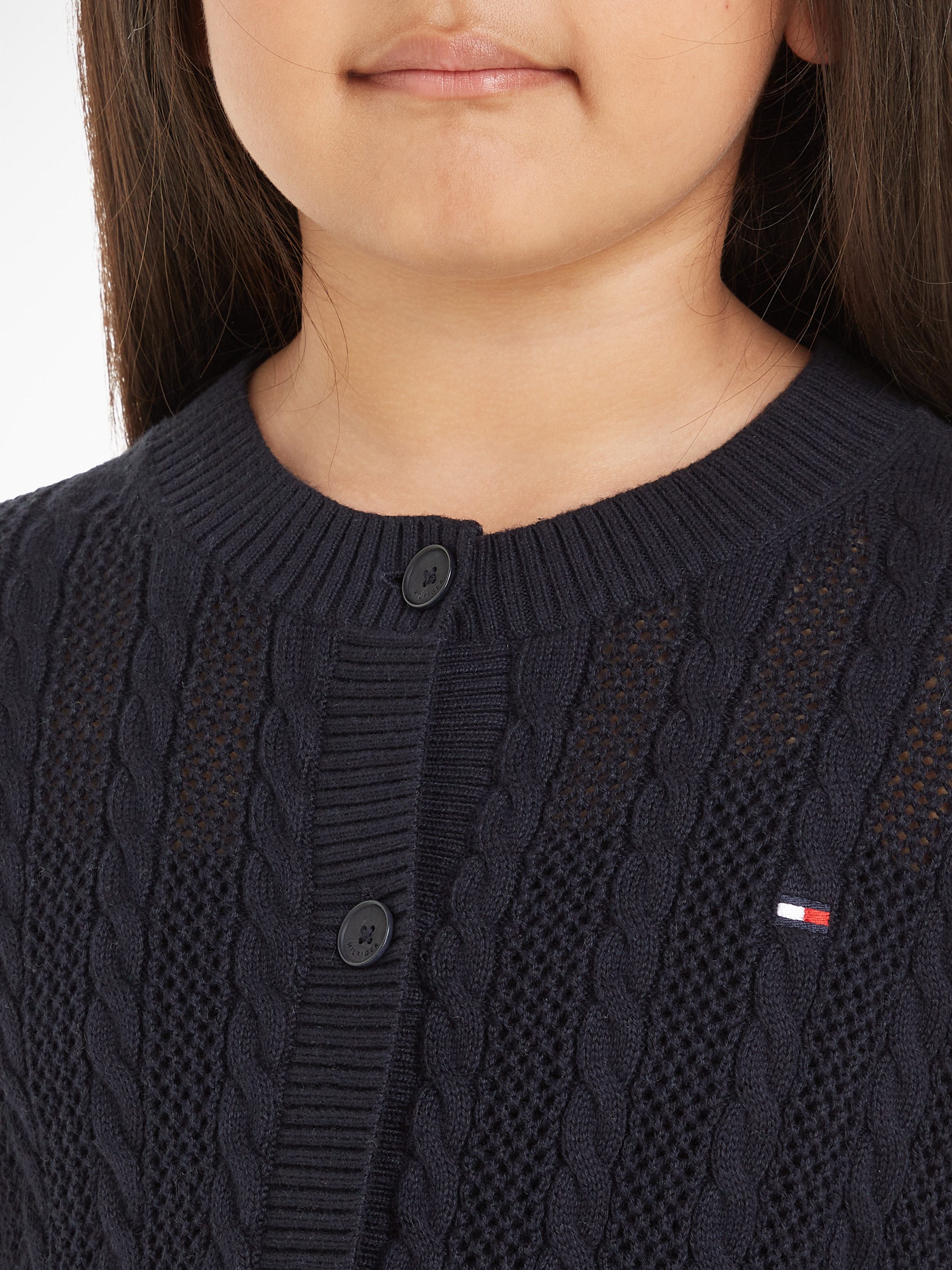 Tommy Hilfiger Vest ESSENTIAL CABLE REGULAR CARDIGAN Kinderen tot 16 jaar met logostiksel