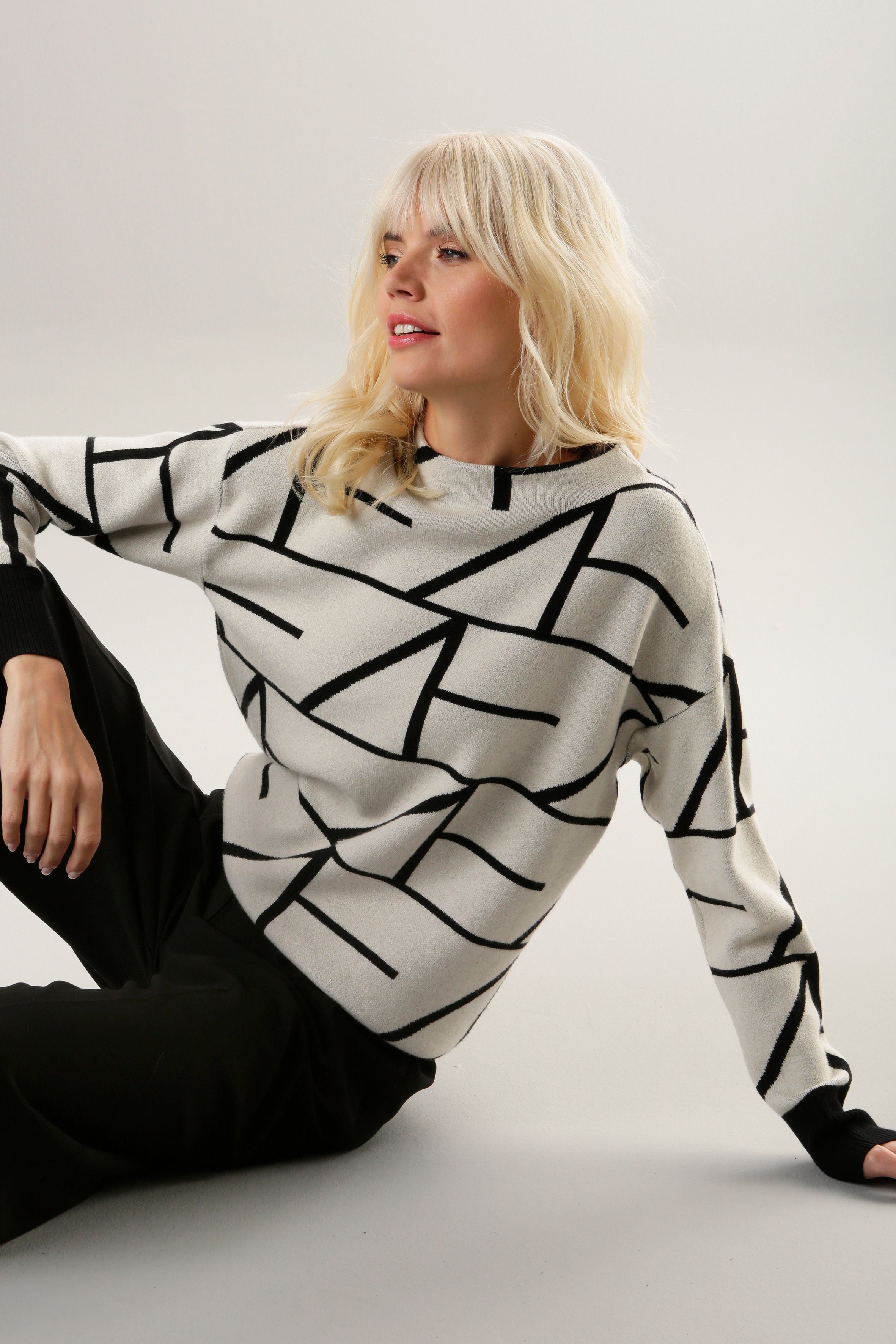Aniston SELECTED Gebreide trui met elegant jacquard-patroon