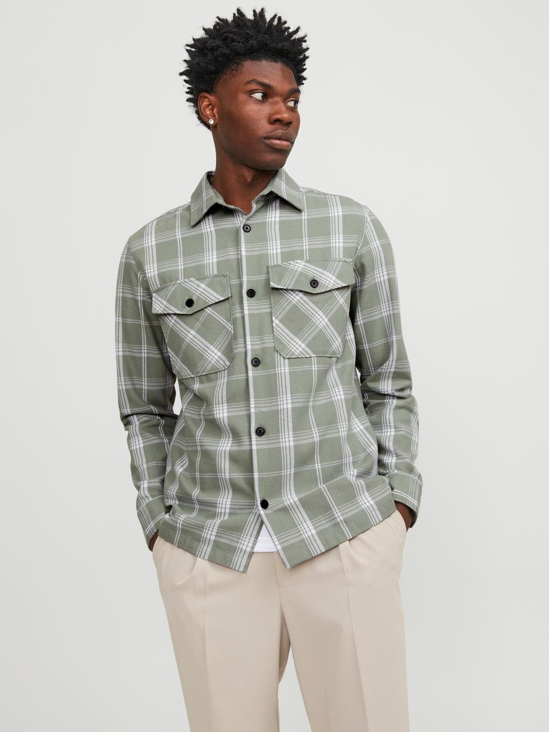 Jack & Jones Overhemd met lange mouwen JPRCCROY SPRING CHECK OVERSHIRT L/S SN heren overhemden maat XS groen