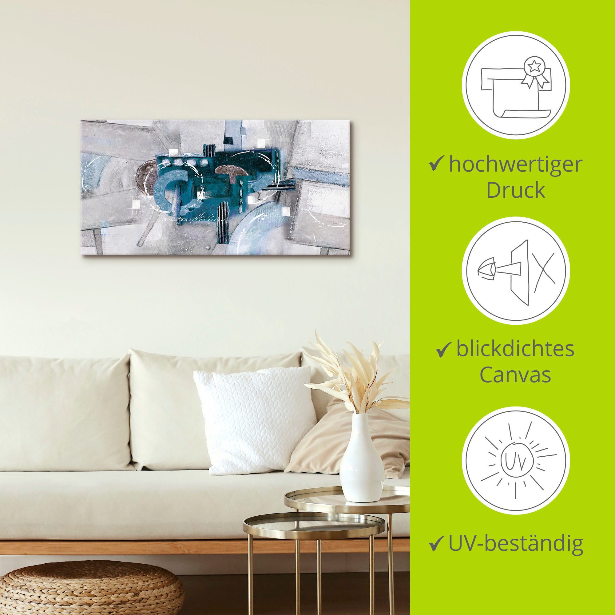 Artland Artprint Abstracte blauwe rondjes als artprint van aluminium, artprint voor buiten, artprint op linnen, poster, muursticker