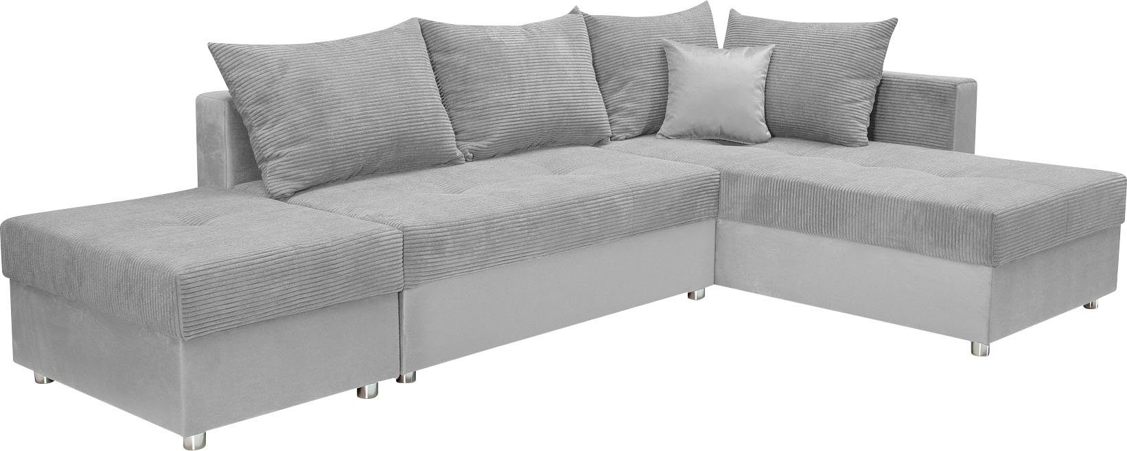 COLLECTION AB Hoekbank Italia L-vorm met slaapbank functie en bedbox, in mix van fluweel en ribfluweel