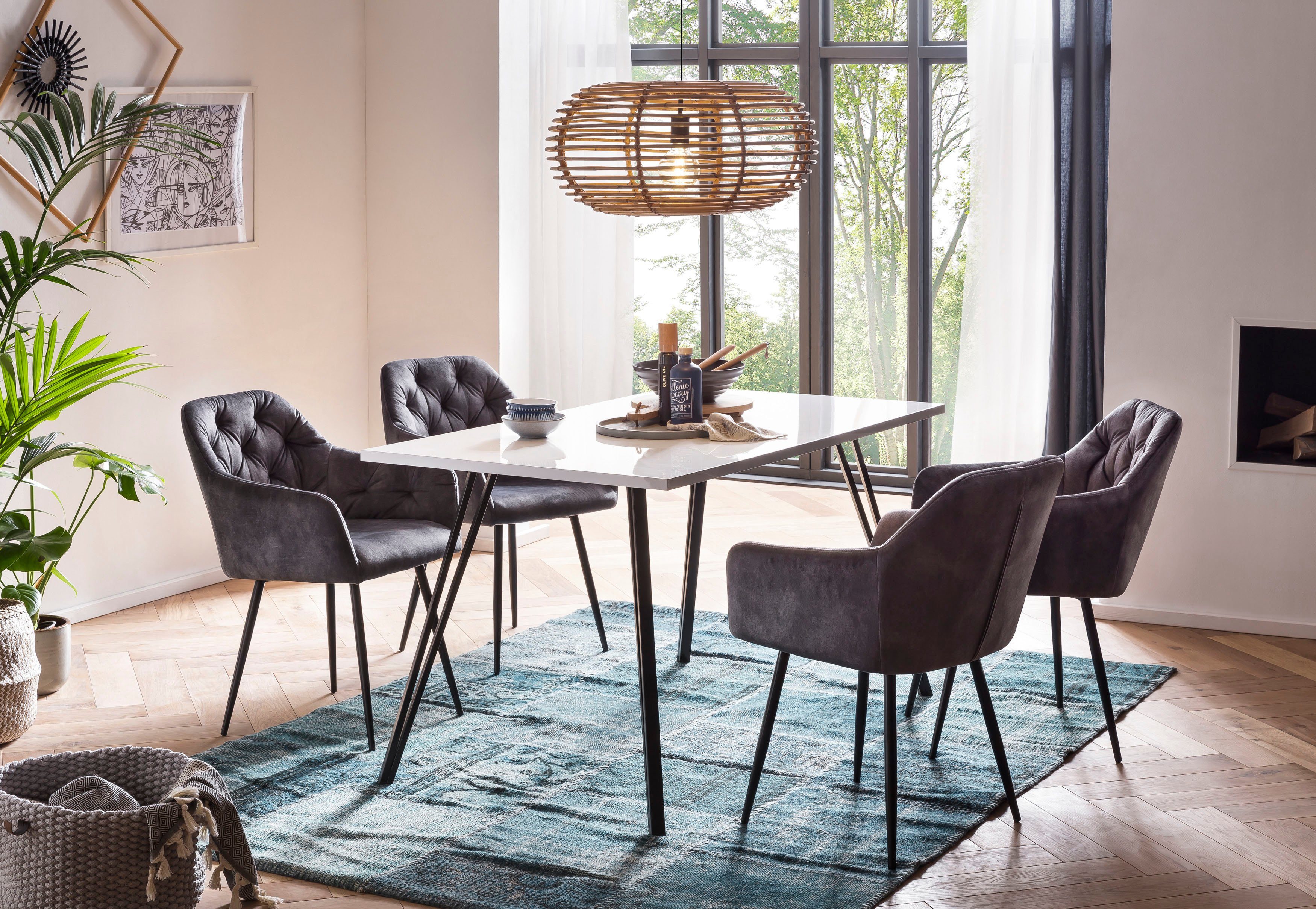 HELA Eethoek JENN Tafel hoogglans, 4 stoelen BESTSELLER, eetkamer groep (5-delig)