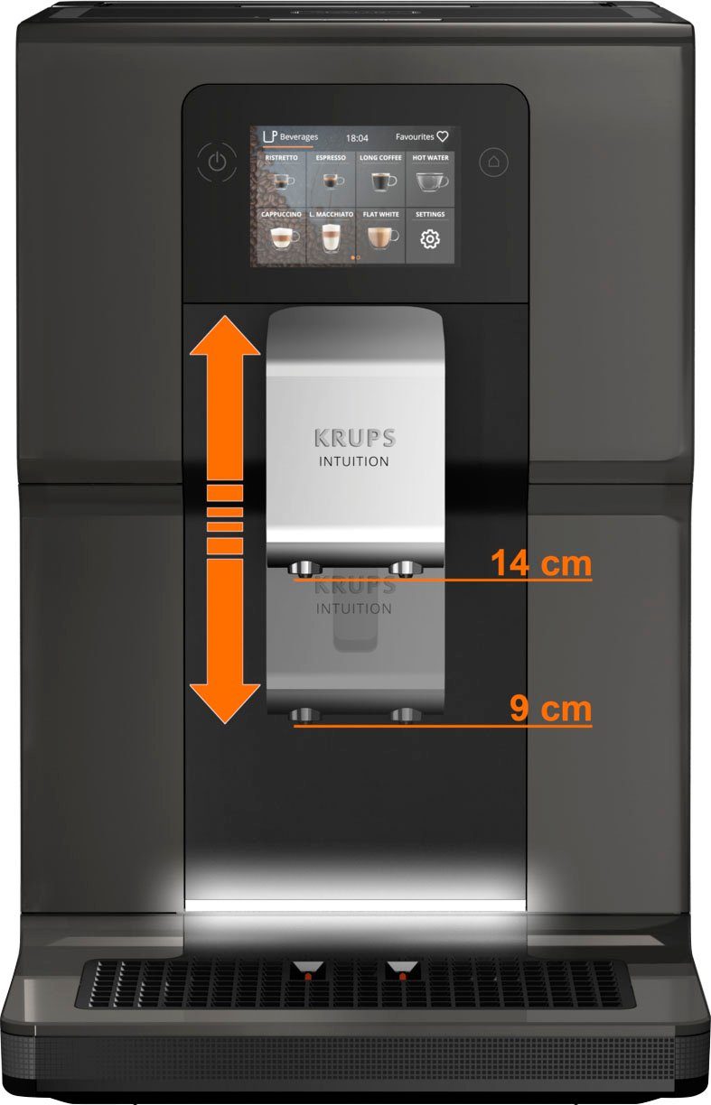 Krups Volautomatisch koffiezetapparaat EA872B Intuition Preference, 3,5"-kleurentouchscreen, intuïtieve gekleurde indicatielampjes