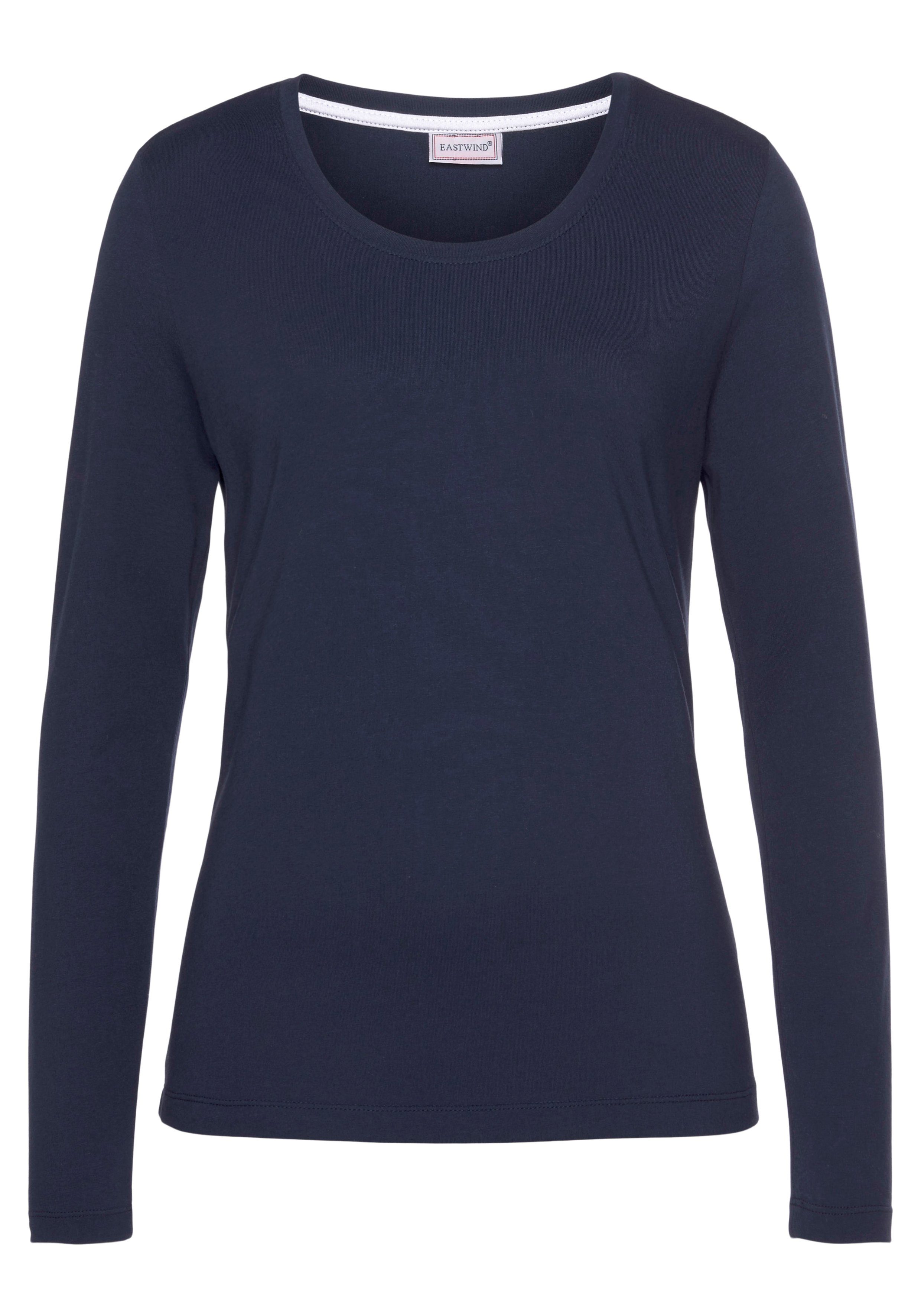 Eastwind Shirt met lange mouwen Lange mouw, in basic-stijl, ronde halslijn, van katoen (Set van 3)