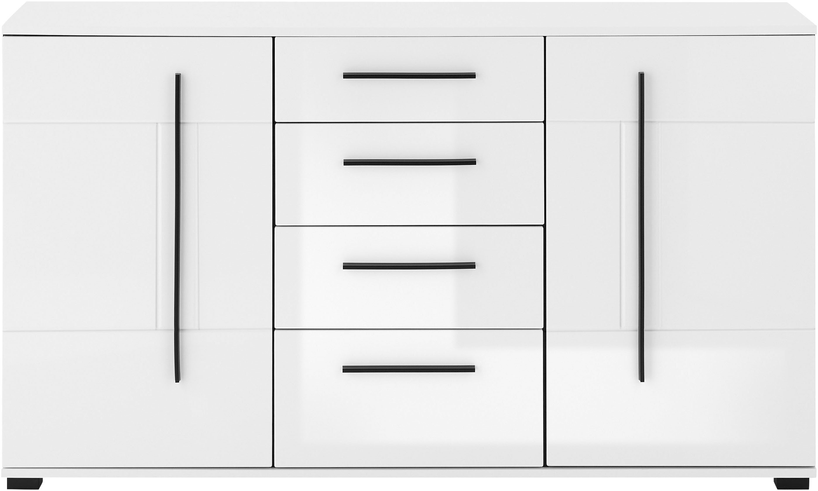 INOSIGN Dressoir Cantara, moderne kast, commode in Eiken Evoke of wit zwarte stanggreep, voldoende opbergruimte, veelzijdig inzetbaar