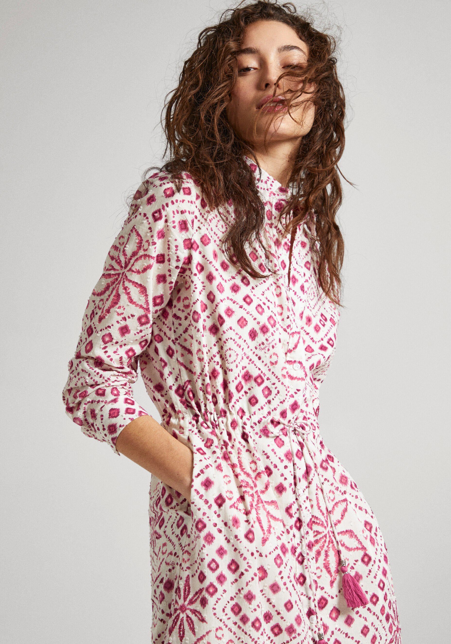 Pepe Jeans Blousejurk PAZ allover bedrukt, met bindband