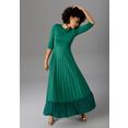 aniston casual maxi-jurk rok met volant van plissé groen