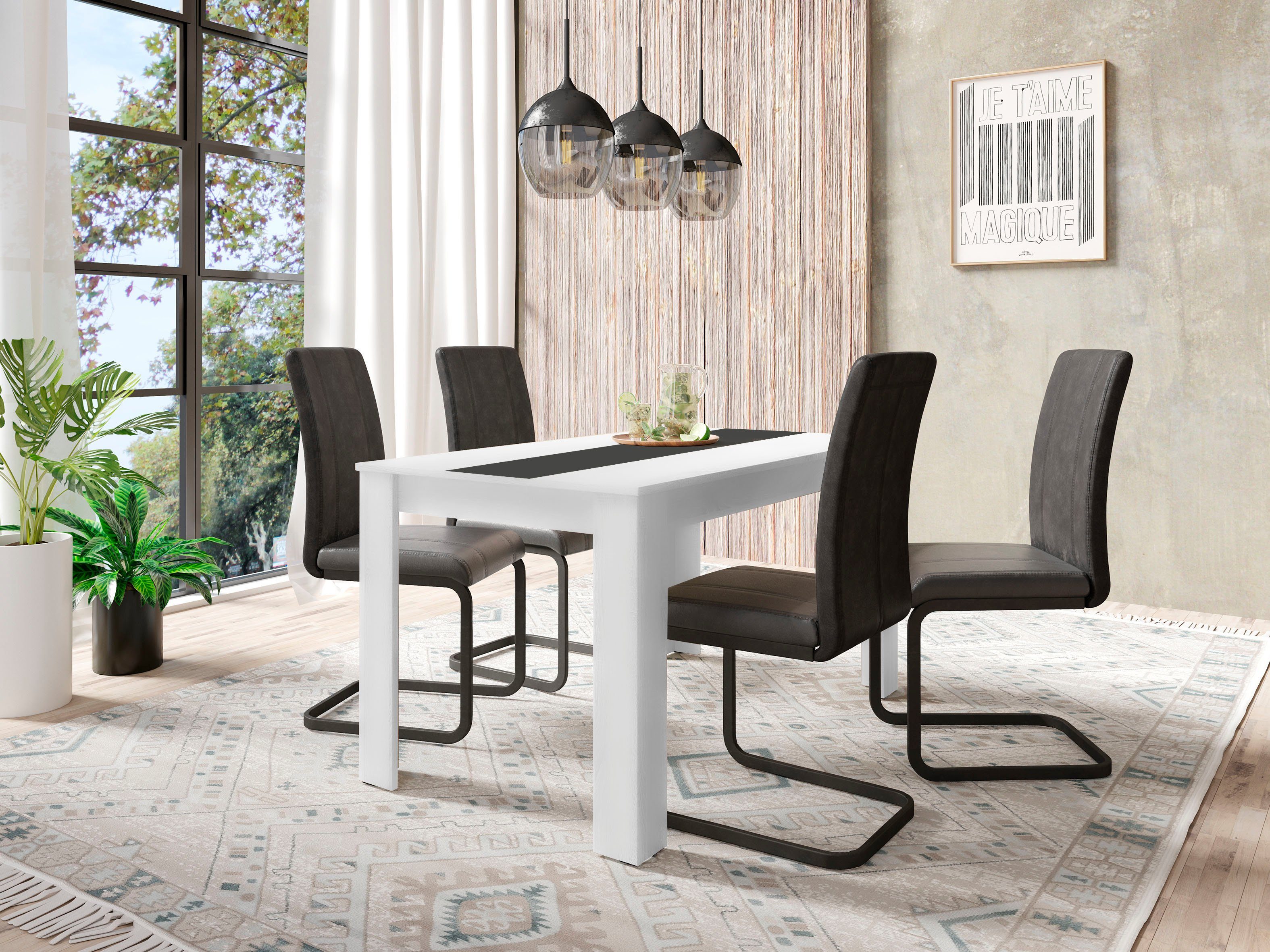 byLIVING Eettafel Nori Breedte 120, 140 of 160 cm, middelste blad keerbaar