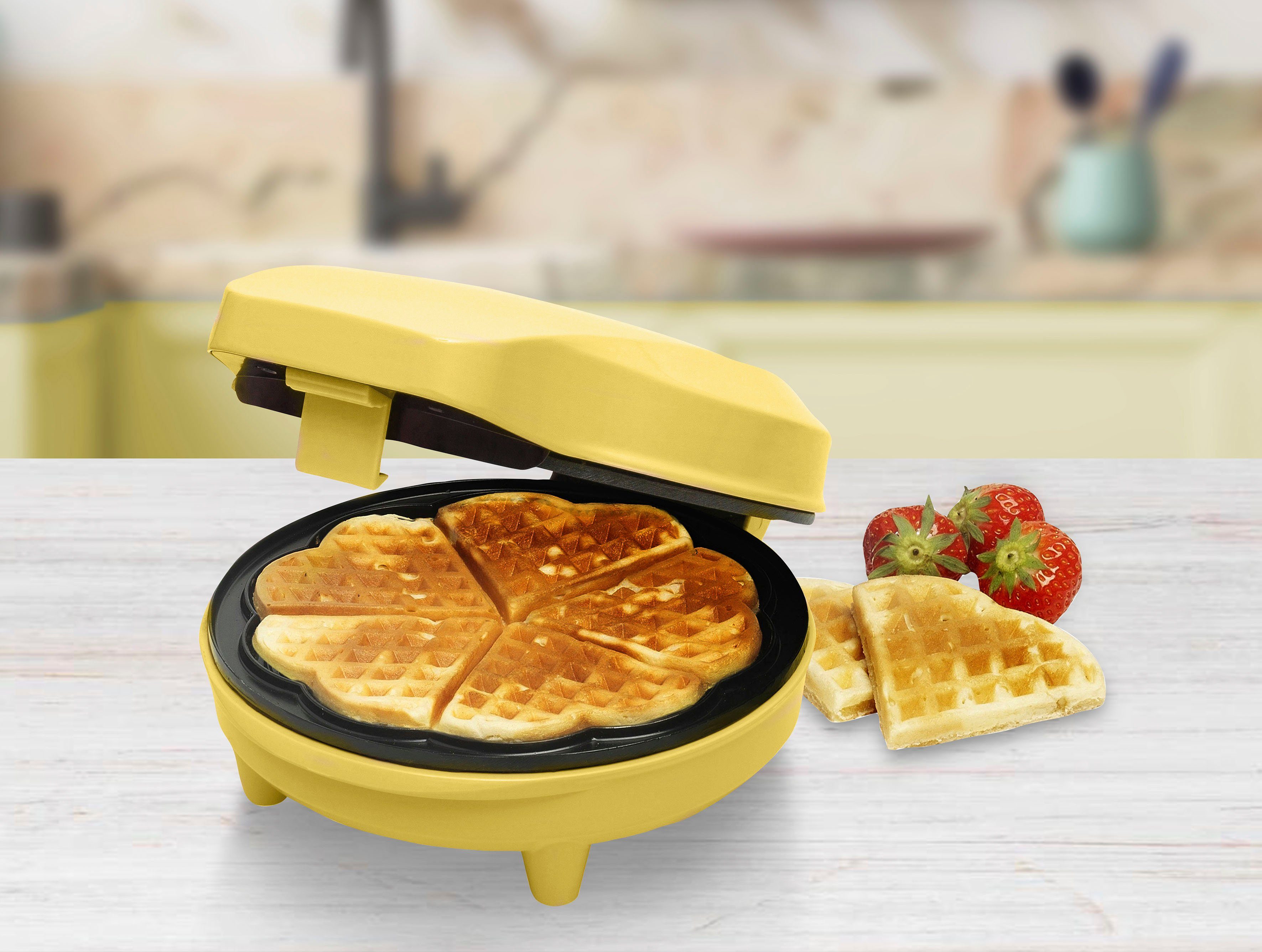 bestron Wafelijzer ASW217 voor klassieke hartvormige wafels, met antiaanbaklaag, retrodesign