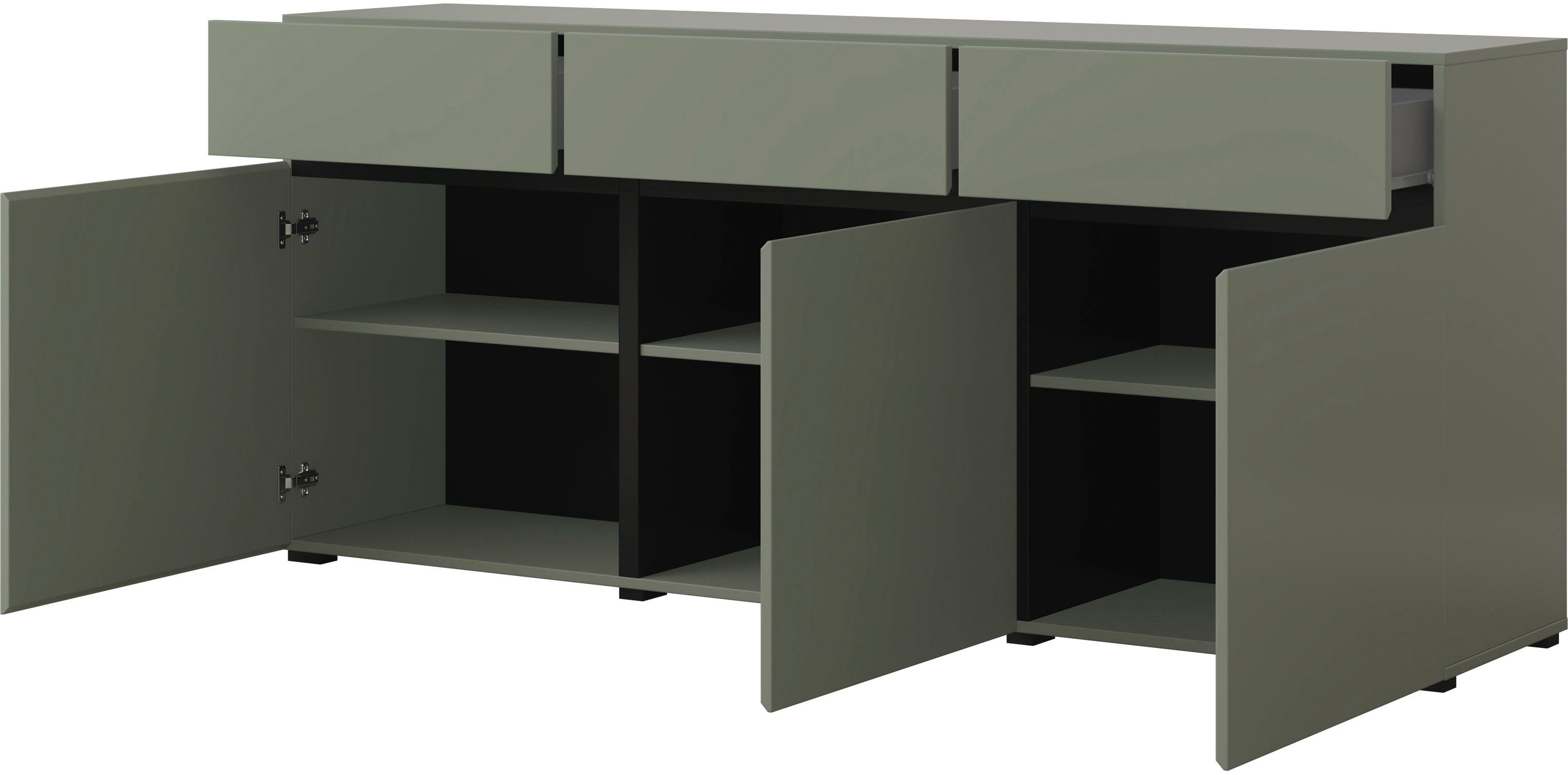 INOSIGN Dressoir Cross,breedte 180 cm, moderne greeploze kast,3 deuren/3 laden