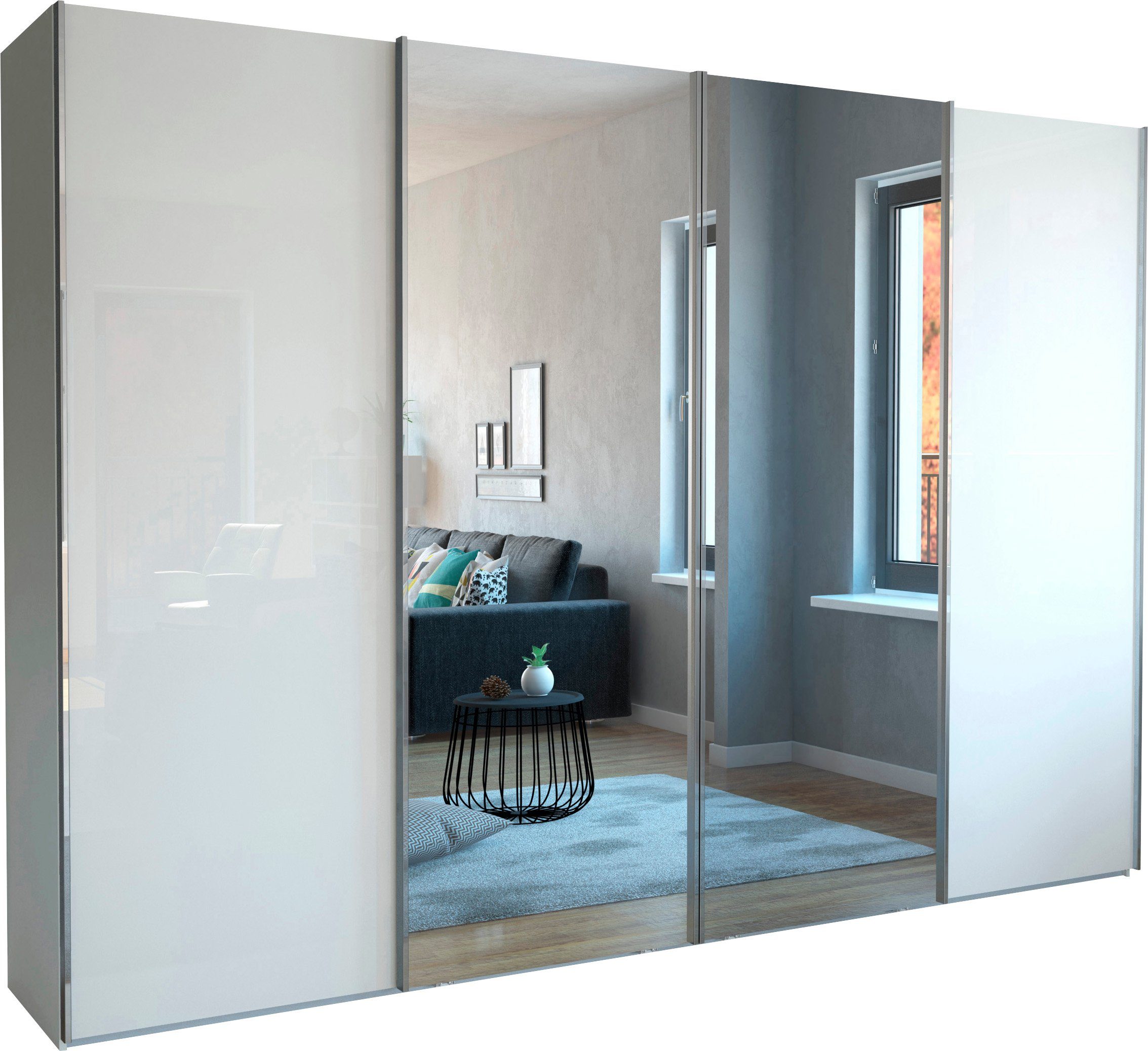 WIEMANN Zweefdeurkast Monaco hoogwaardig glas- en spiegelfront