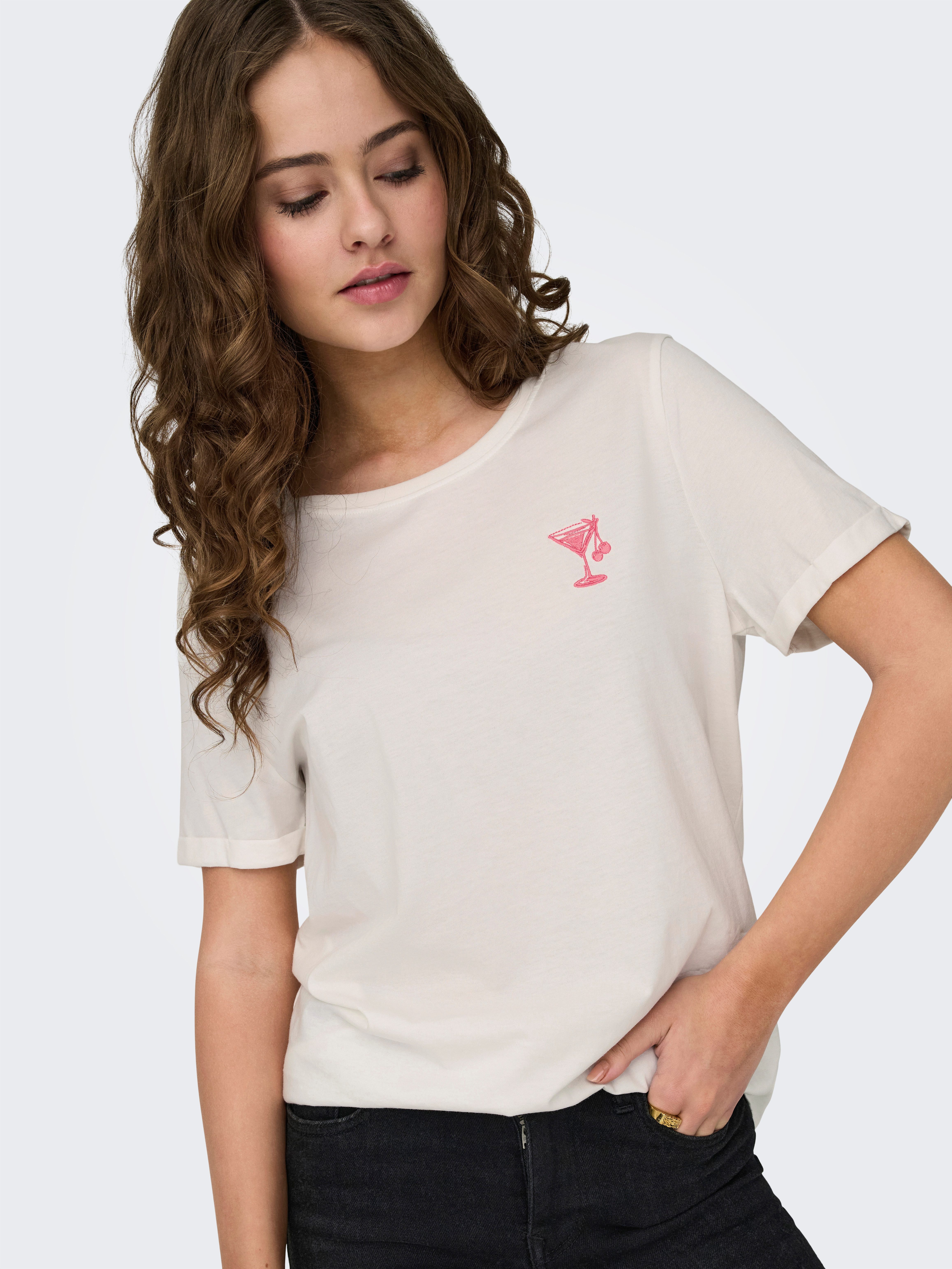 Only Shirt met korte mouwen ONLGITTE LIFE REG S/S TOP BOX CS JRS