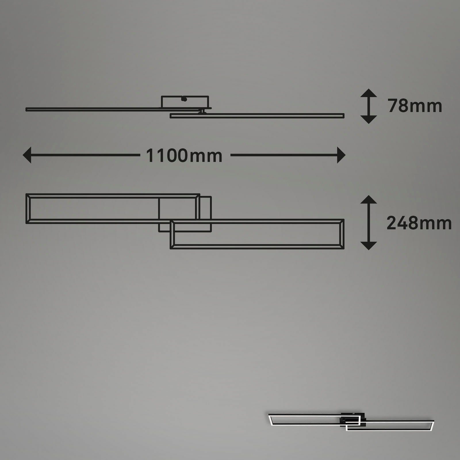 Briloner Leuchten Led-plafondlamp 3145015 FRAME Plafondlamp, 110x24,8x7,8 cm, zwart, 40W, woonkamer, slaapkamer