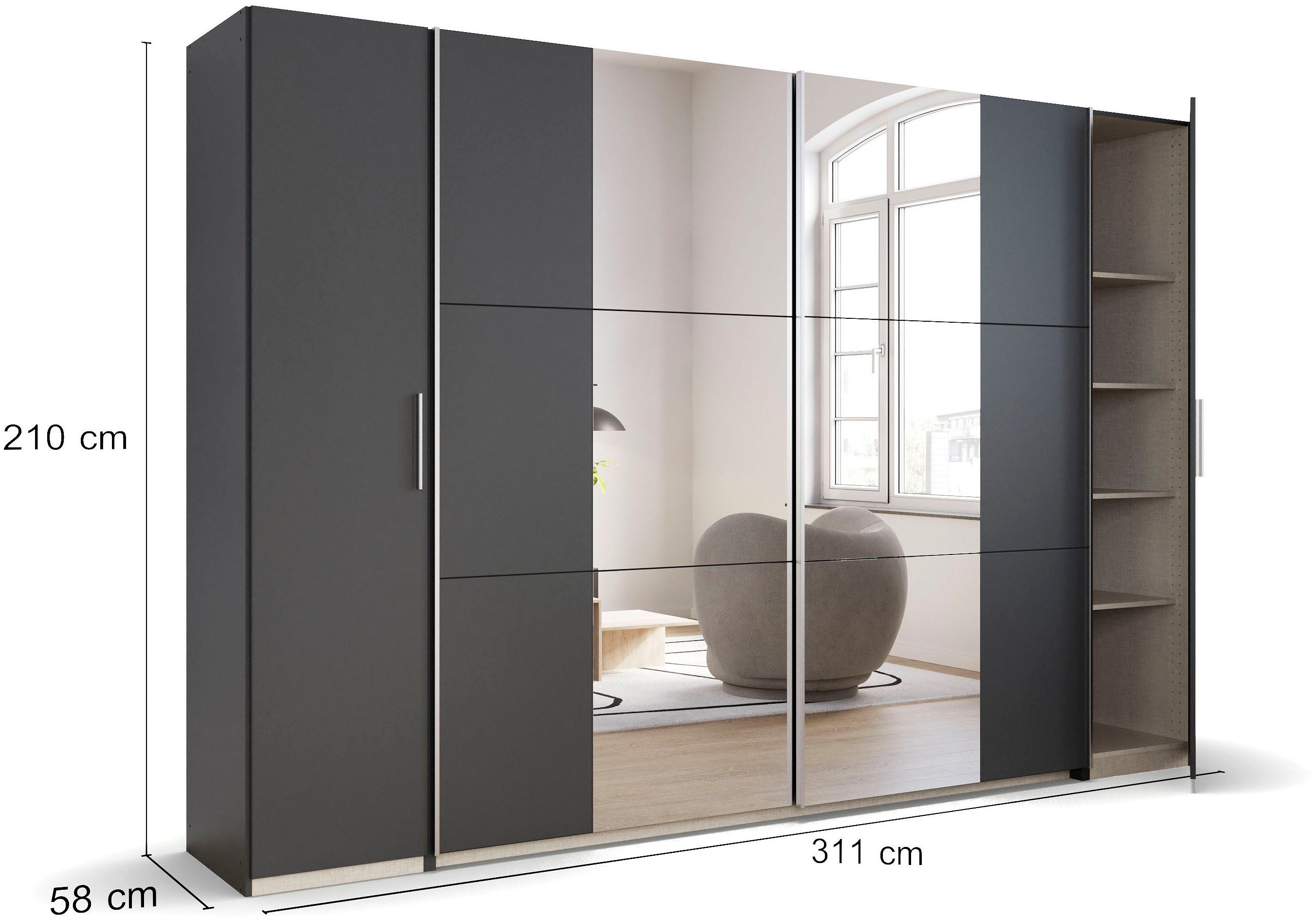 rauch Zweefdeurkast Kledingkast draaideurkast kast garderobe KRONACH TOPSELLER met draaideuren en schuifdeuren en spiegels, veel planken made in germany