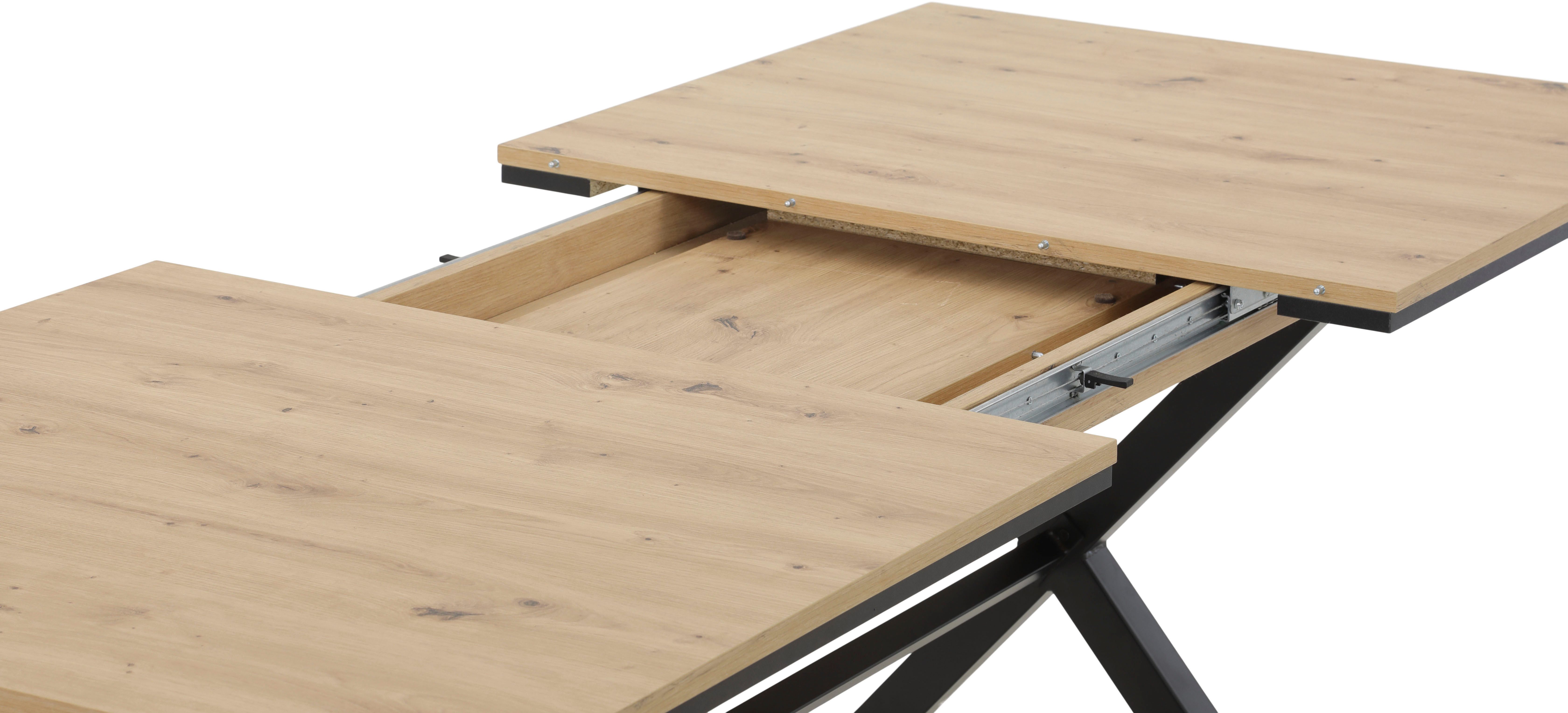 HELA Eethoek Saar Tafel 160-200x90 cm, inlegplaat, X-frame, stoel 360° draaibaar (6-delig)