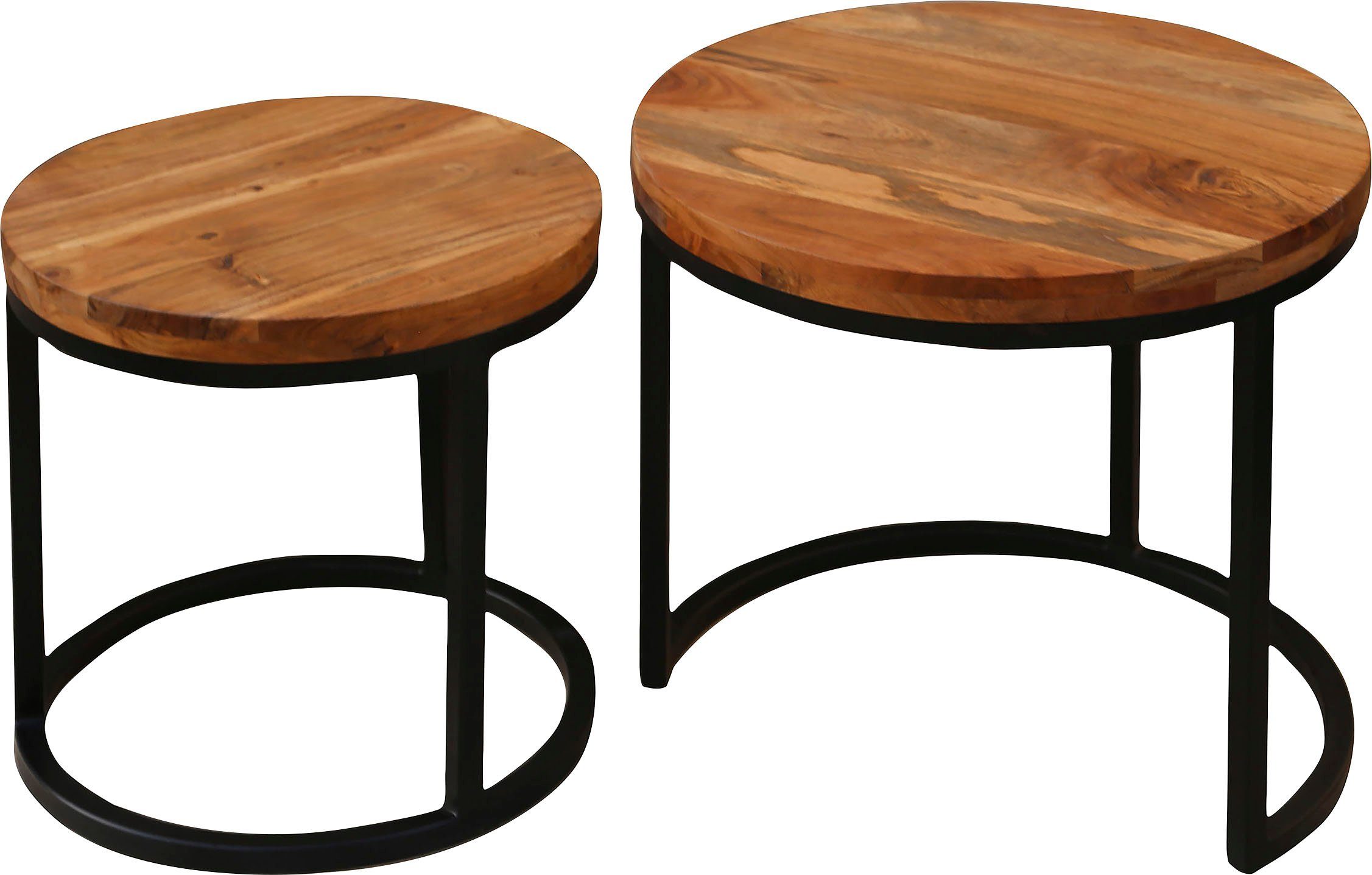 byLIVING Bijzettafel Selma van massief hout, dubbele bijzettafel
