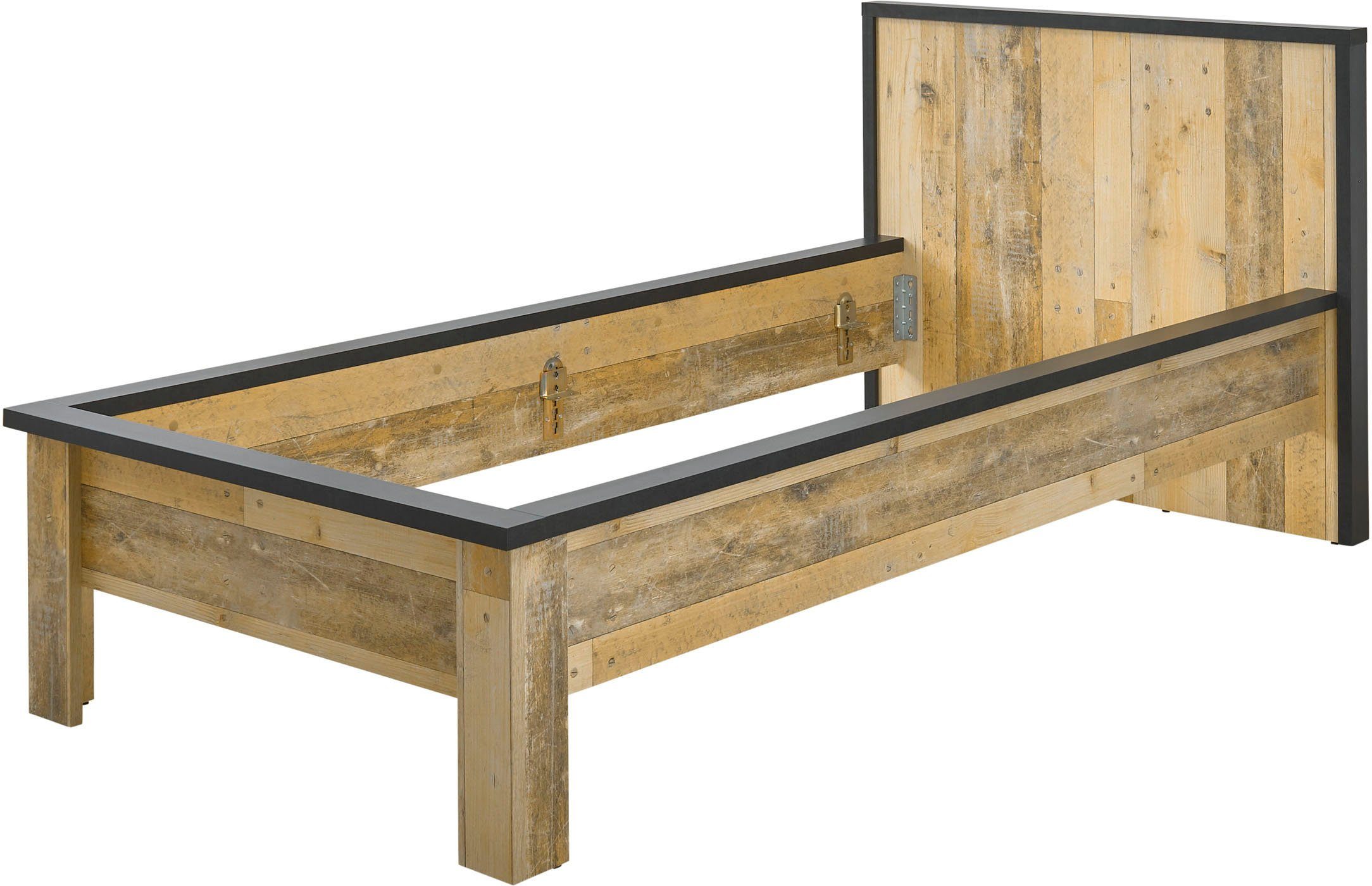 Home affaire Slaapkamerserie Sherwood Ligoppervlak 90 x 200 cm, kast 2-deurs 93 cm breed (3-delig)