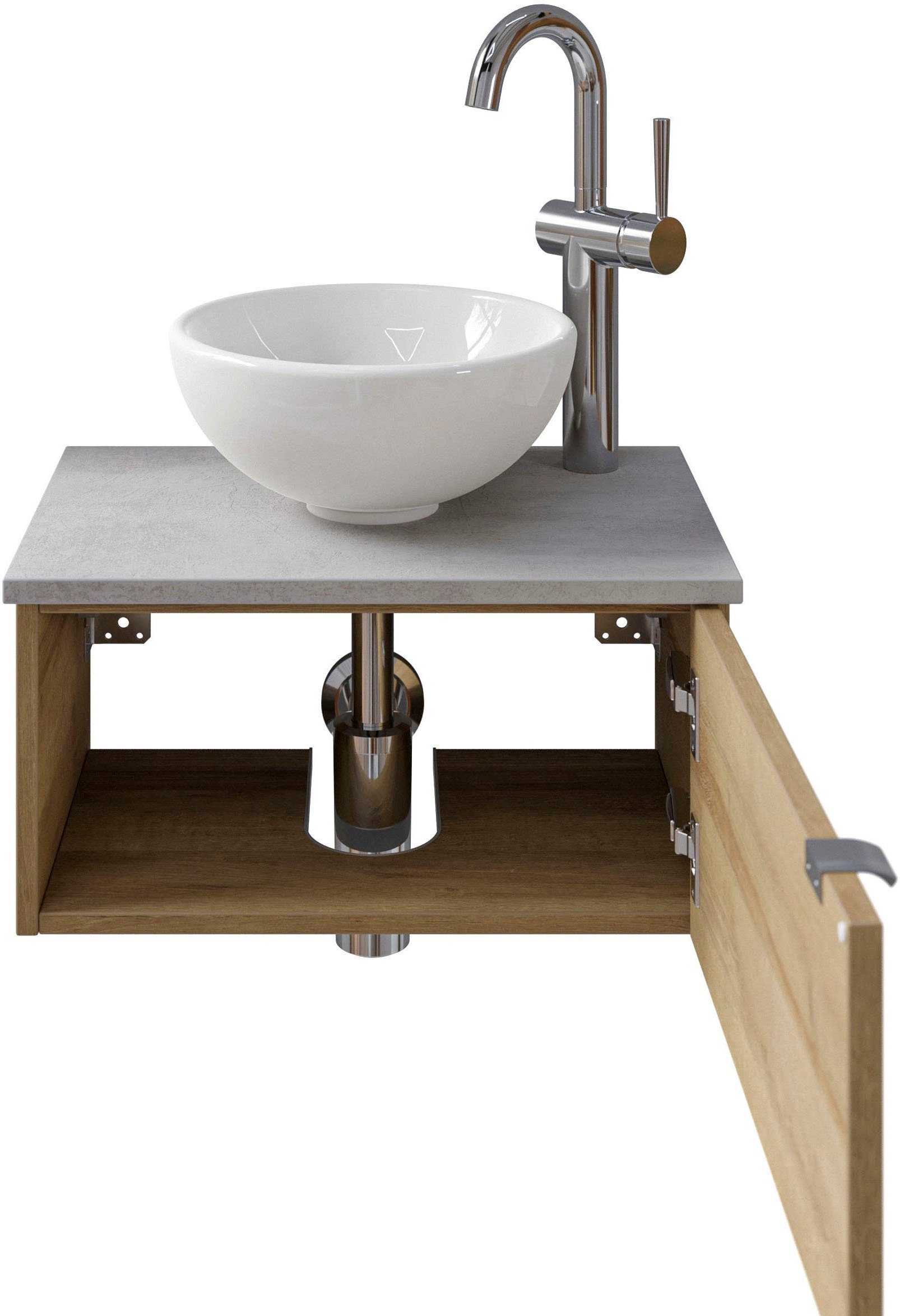Saphir Wastafelonderkast Serie 6915 wastafel met onderkast voor gastenbadkamer, tweede toilet (3-delig)