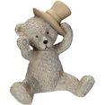ambiente haus decoratief figuur beer met hoed 7 cm (1 stuk) grijs