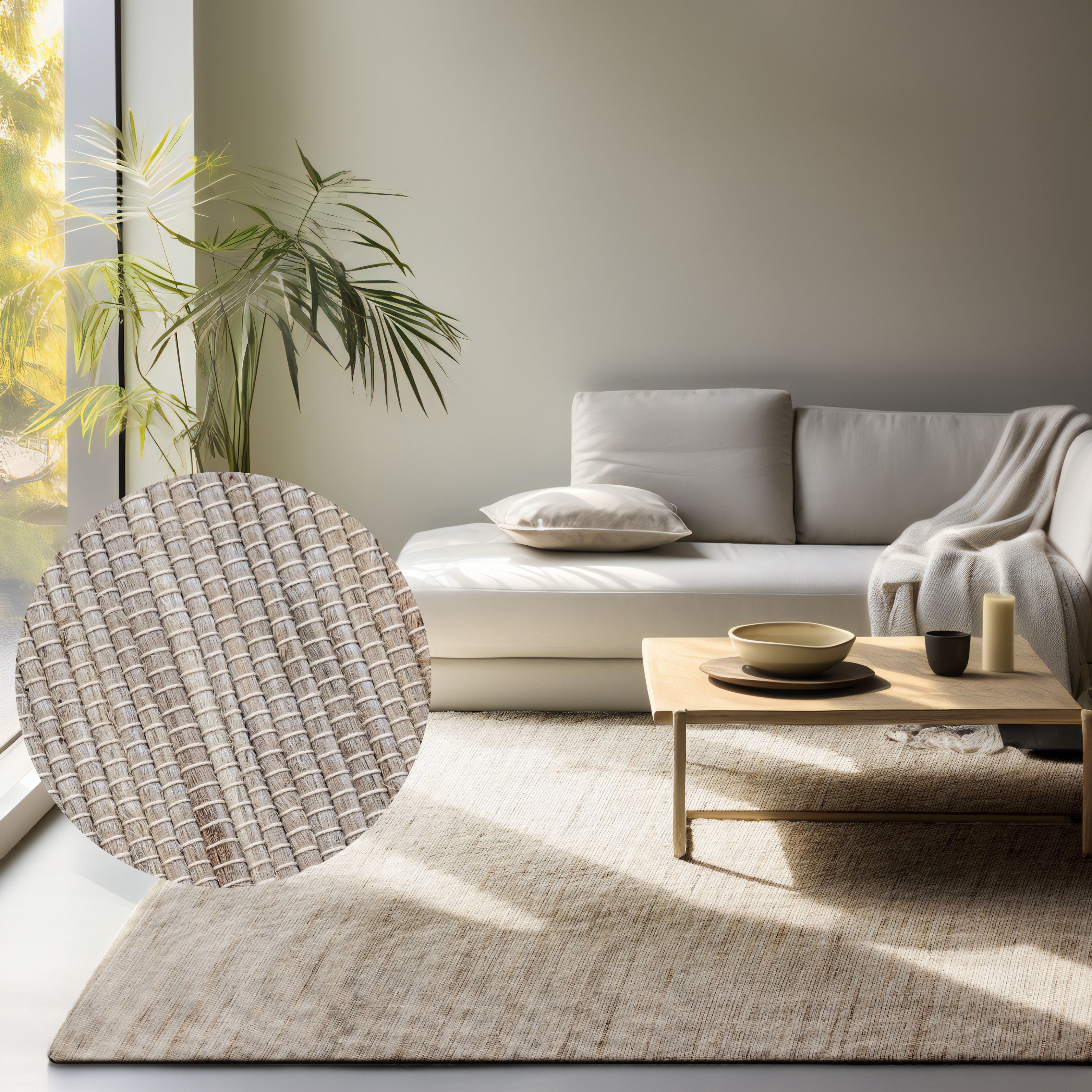 HANSE Home Vloerkleed Dhaka jute tapijt moderne vloerkleden maat 120 cm x 170 cm x 5 mm grijs
