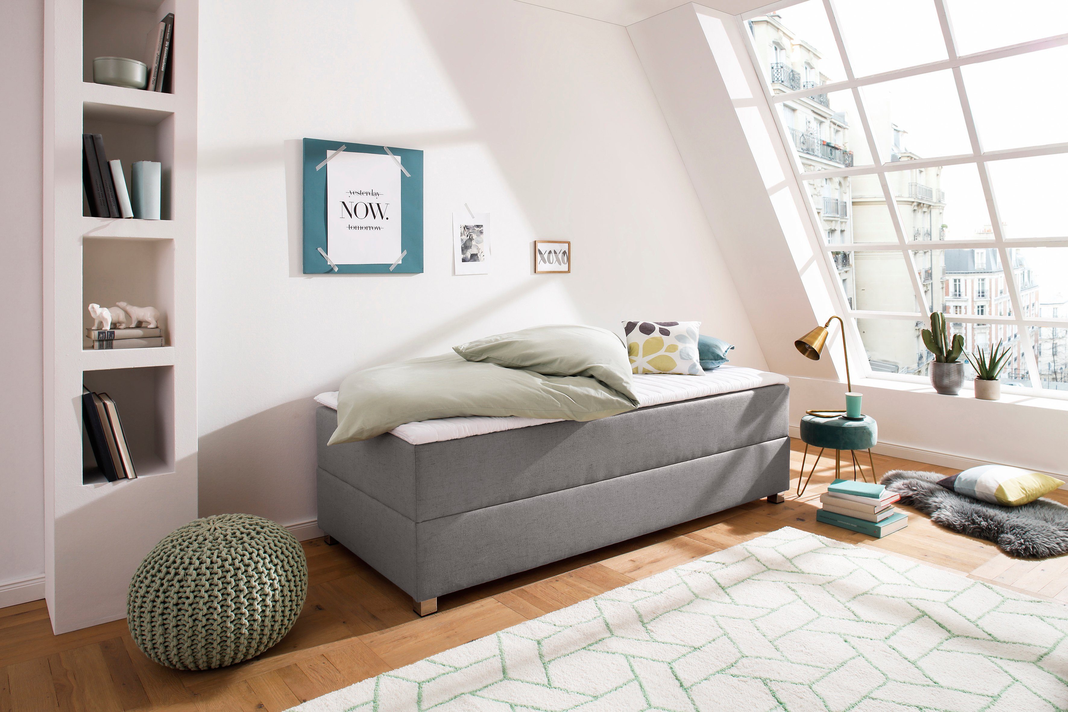 INOSIGN Boxspring Alexis zonder hoofdbord - ideaal voor ruimtes met schuine plafonds, in 4 breedten