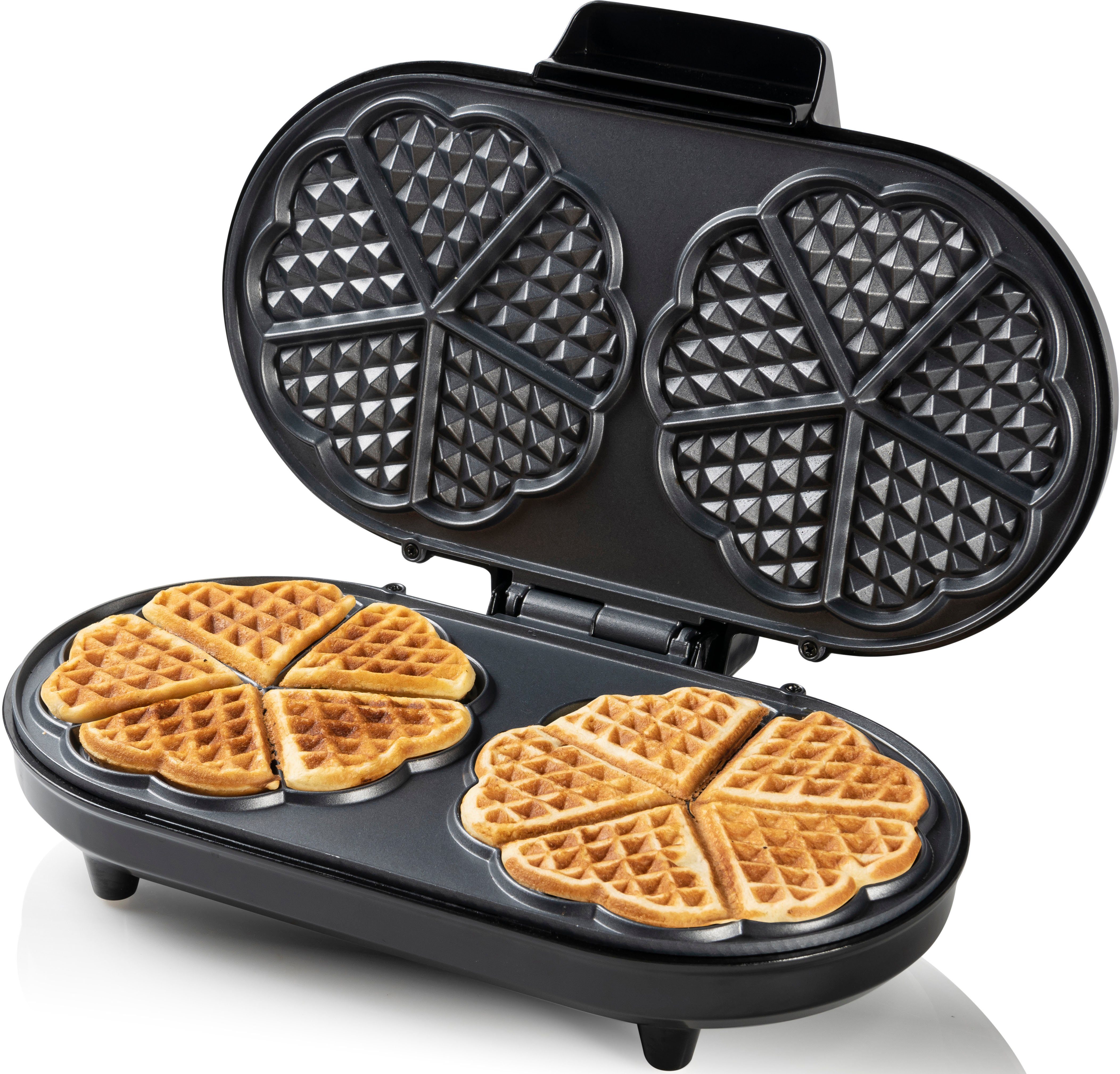 bestron Wafelijzer ADWM730CO voor klassieke hartvormige wafels, met controlelampje & antiaanbaklaag