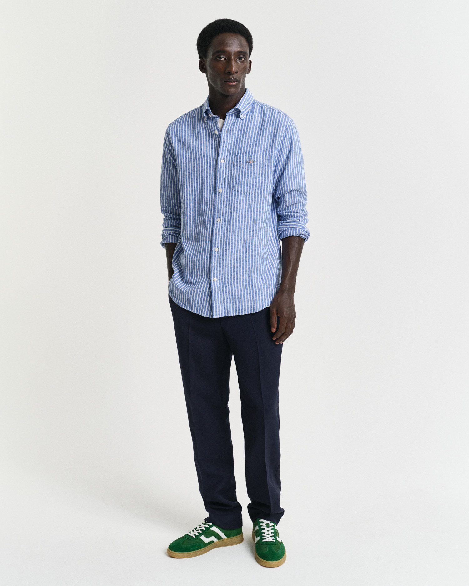 Gant Overhemd met lange mouwen REG COTTON LINEN STRIPE SHIRT