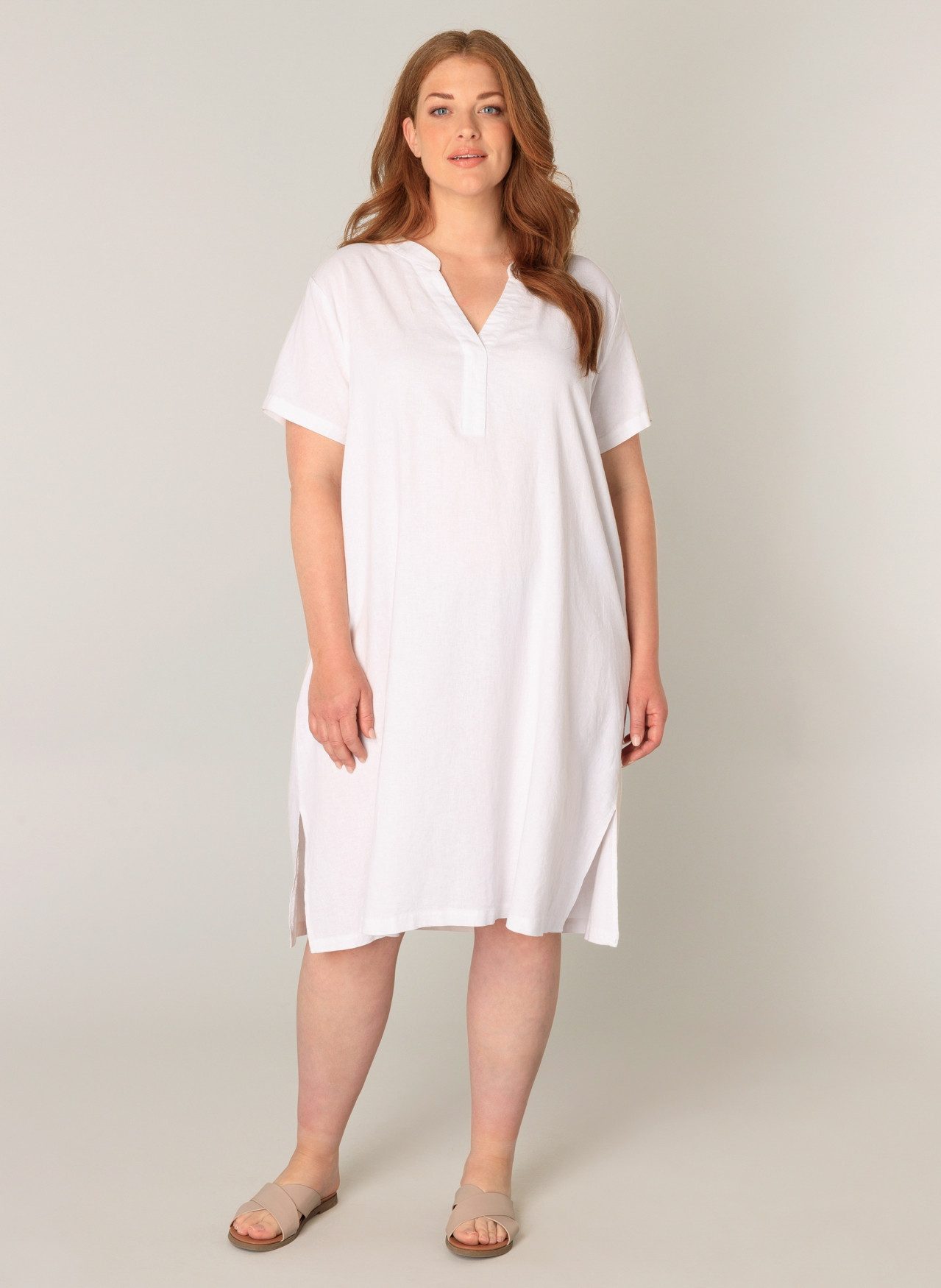 Base Level Curvy Tuniekjurk Yacinthe met linnen